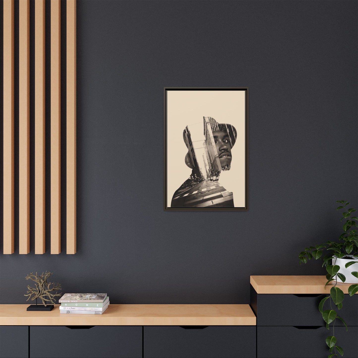 Framed Canvas Print — Young Man With Cap