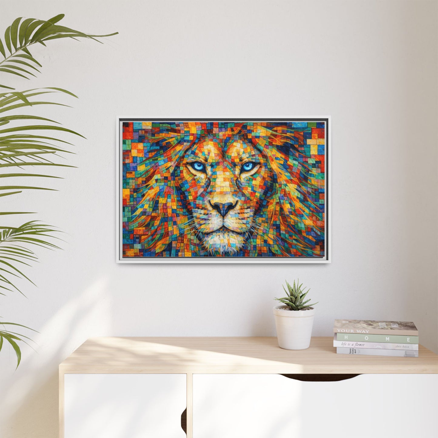 Framed Canvas Print — Lion's Gaze