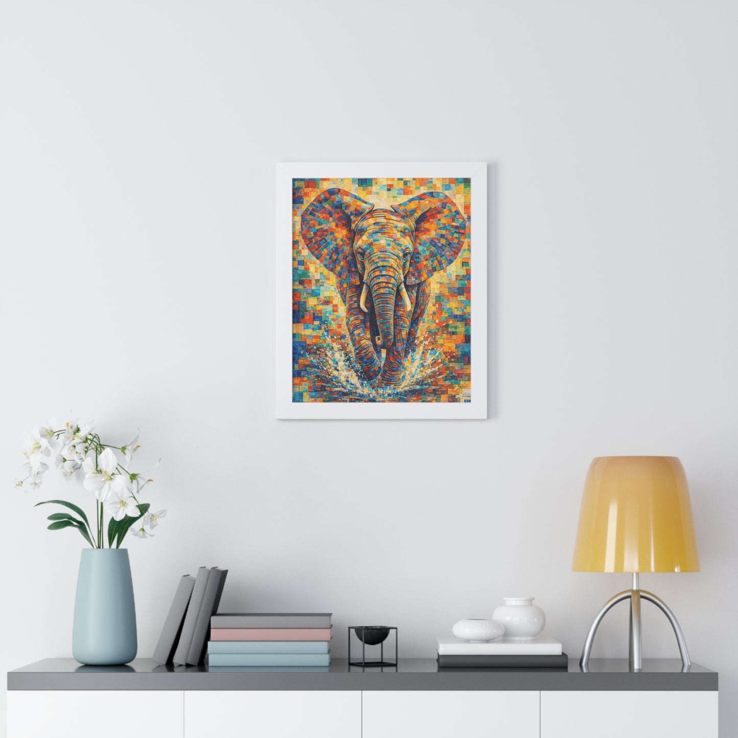 Framed Print — Elephant Cubism