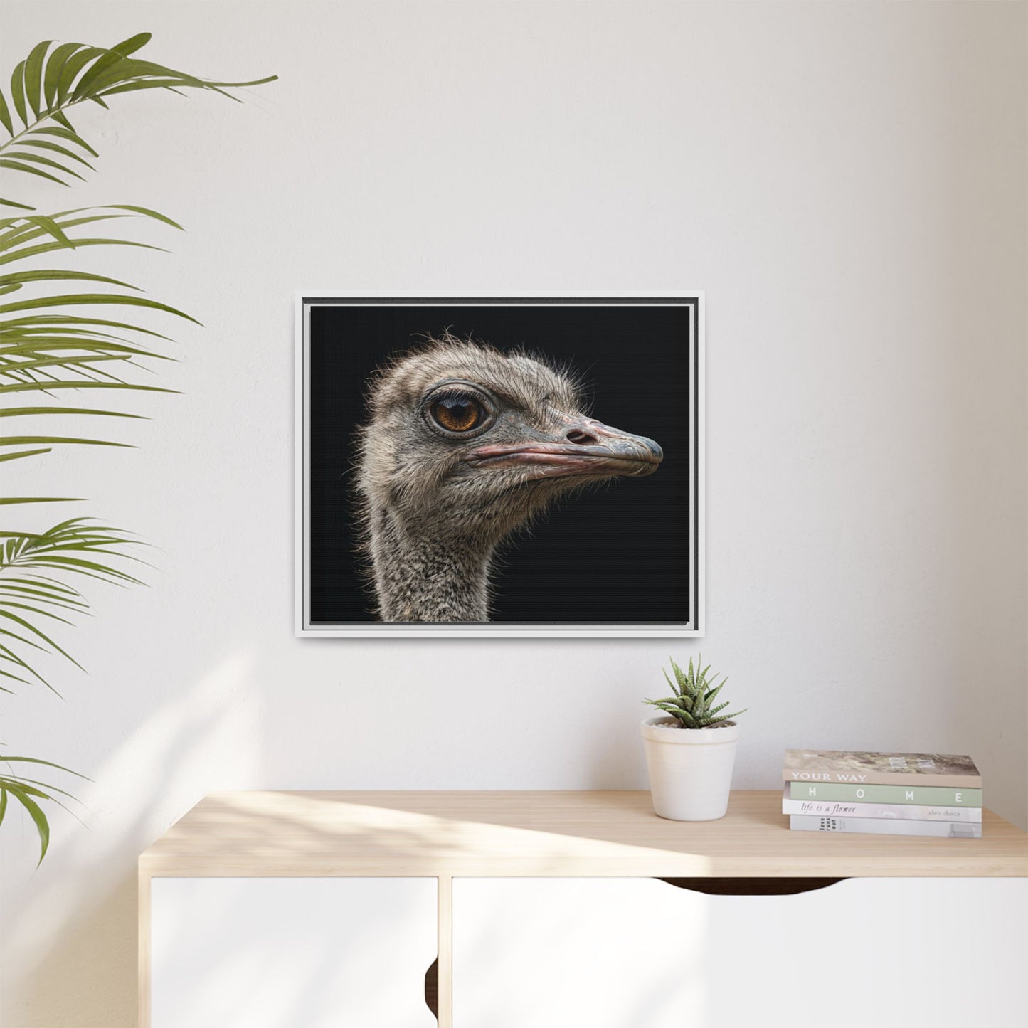 Framed Canvas Print — Ostrich In Colour