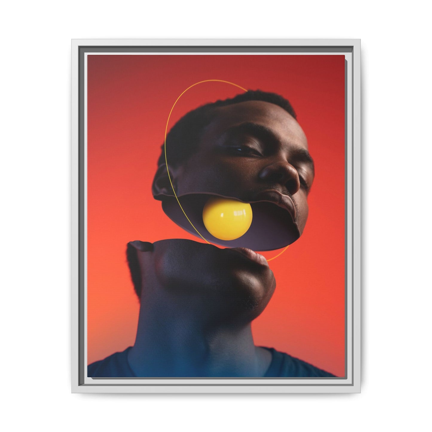 Framed Canvas Print — Floating Face With Yellow Orb
