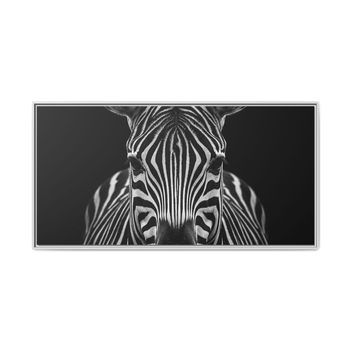 Framed Canvas Print — Zebra In Black