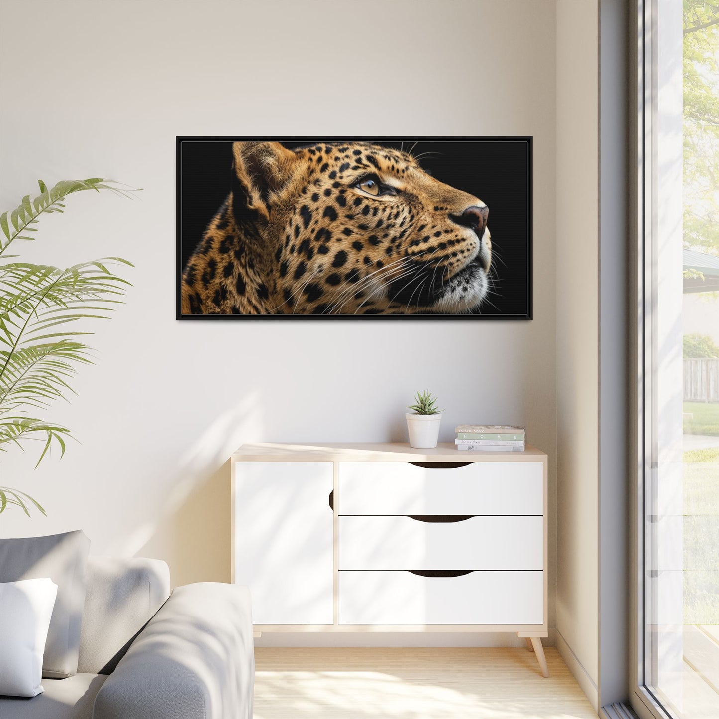 Framed Canvas Print — Leopard In Colour