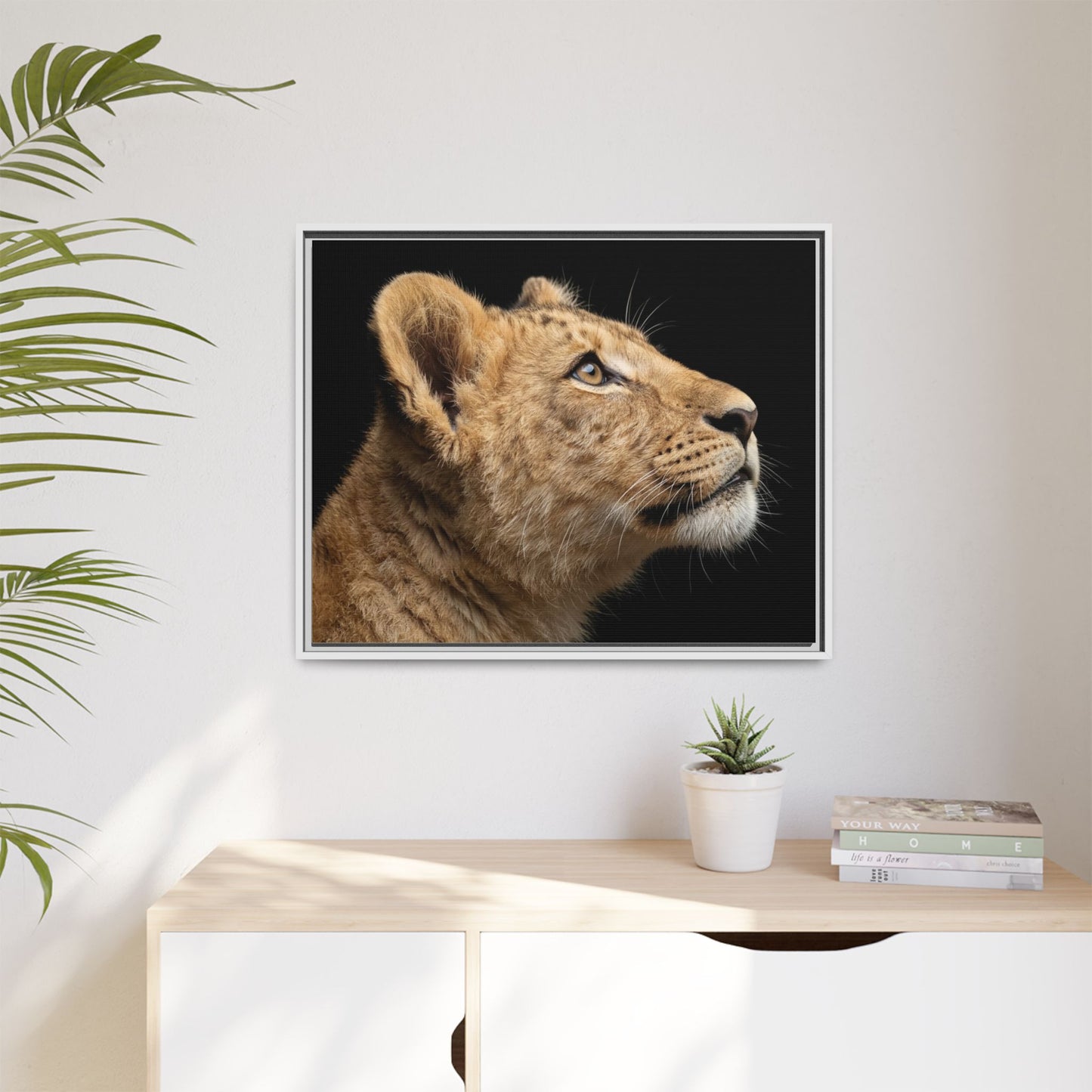 Framed Canvas Print — Lion Cub In Colour