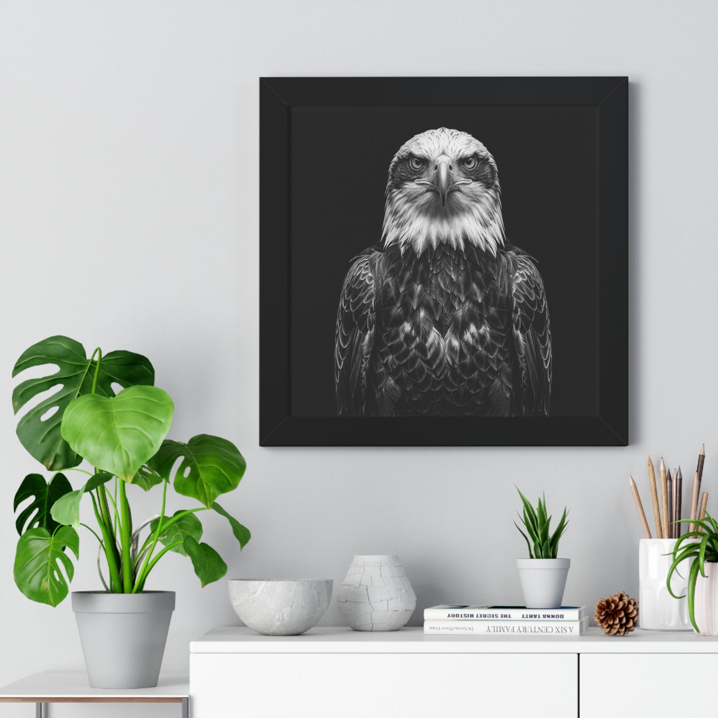 Framed Art Print – Fish Eagle In Black