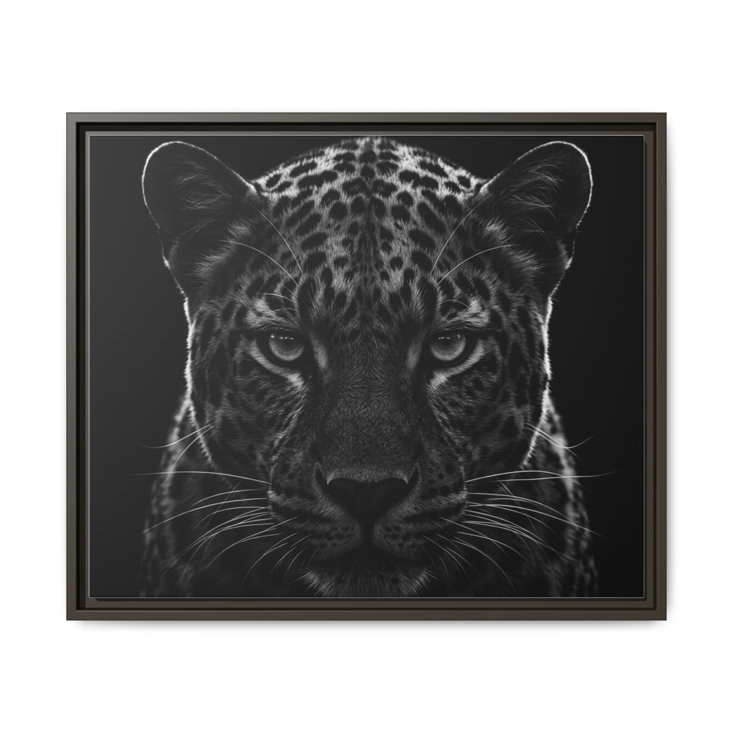 Framed Canvas Print — Leopard In Black