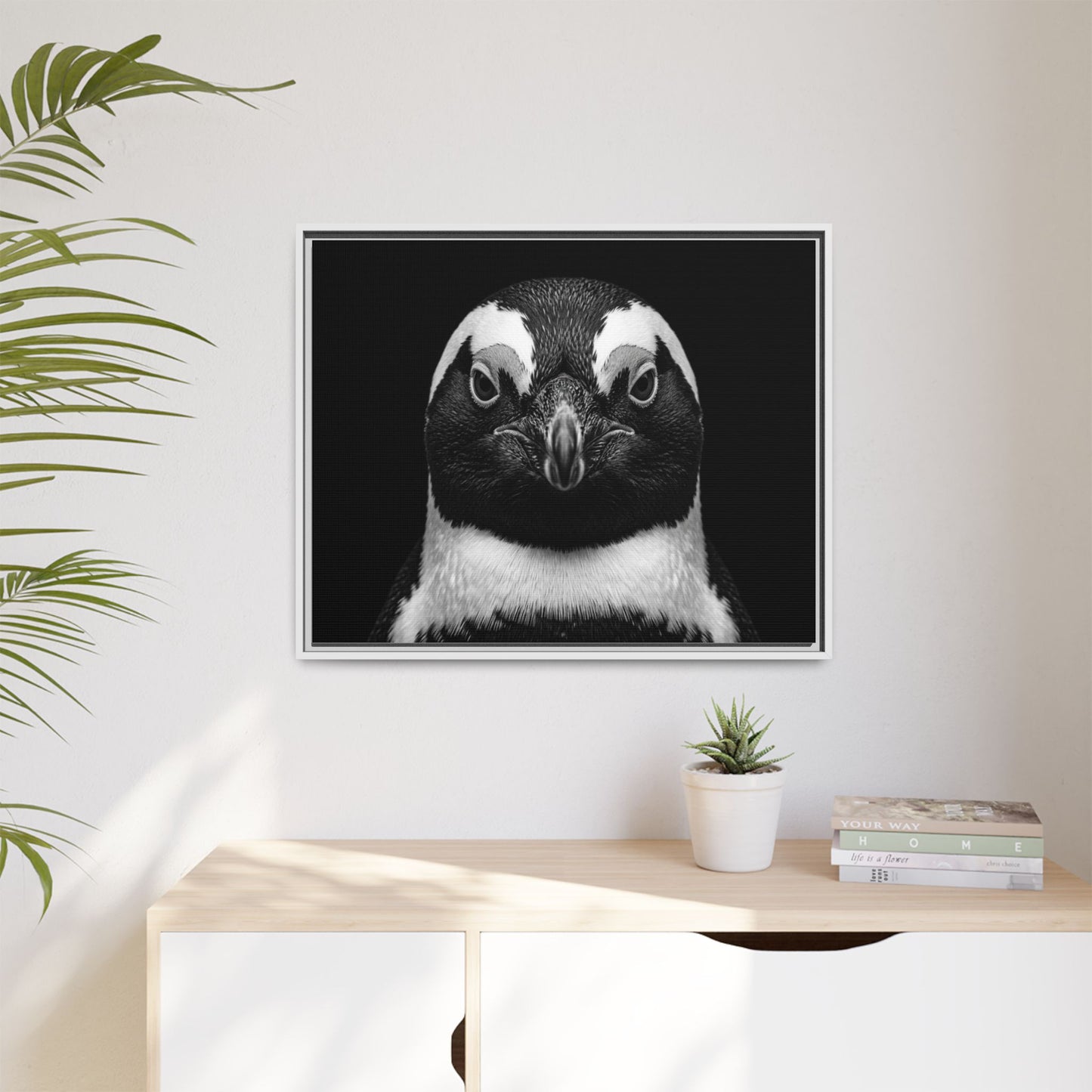 Framed Canvas Print — Afrikan Penguin In Black