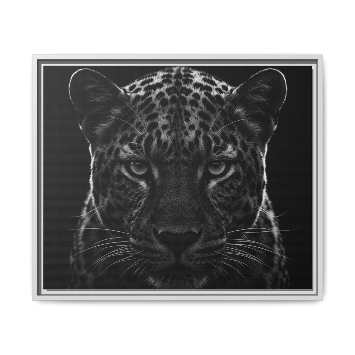 Framed Canvas Print — Leopard In Black