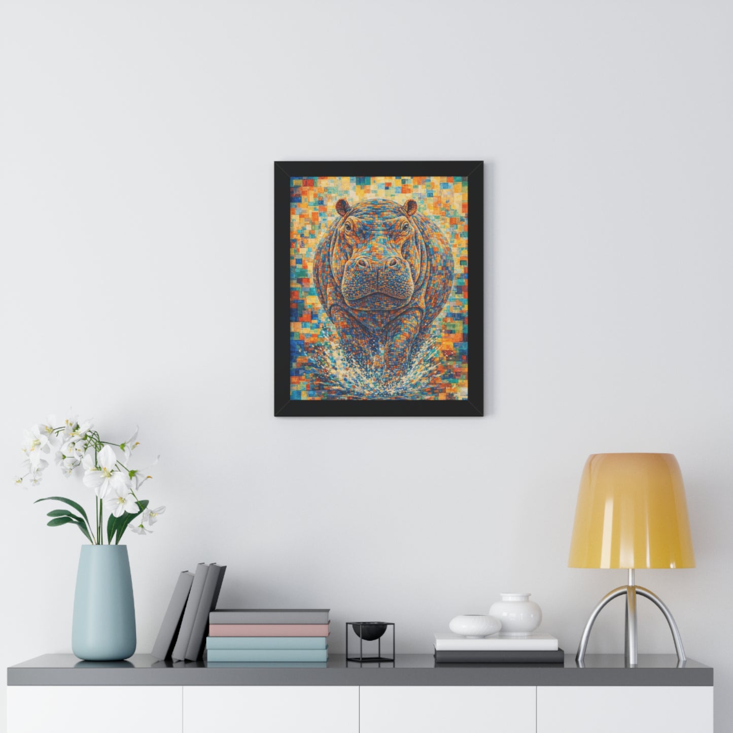 Framed Print — Hippopotamus Cubism