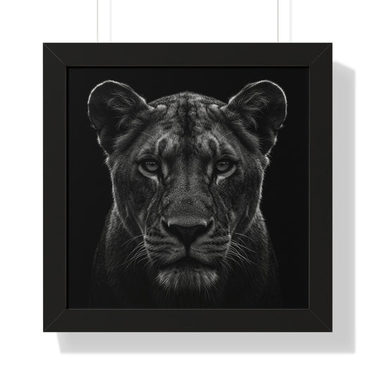 Framed Art Print – Lioness In Black