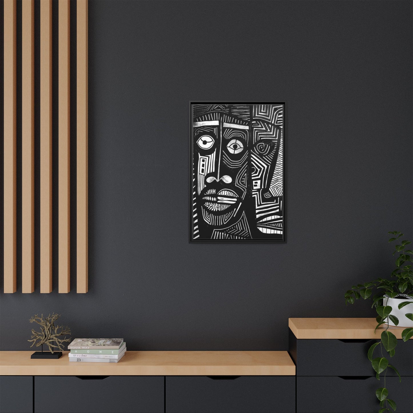 Framed Canvas Print — Abstract Faces No. 2