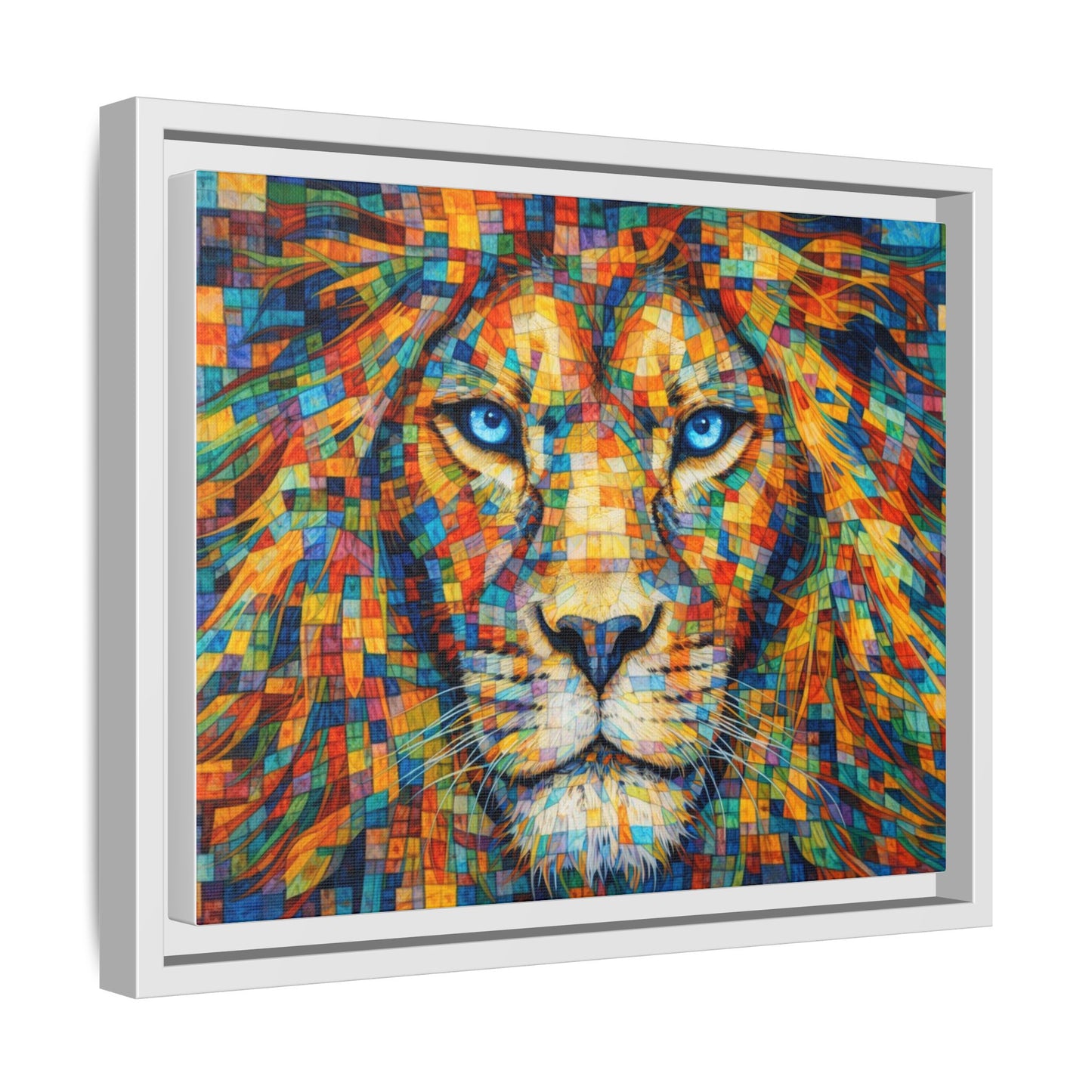 Framed Canvas Print — Lion's Gaze