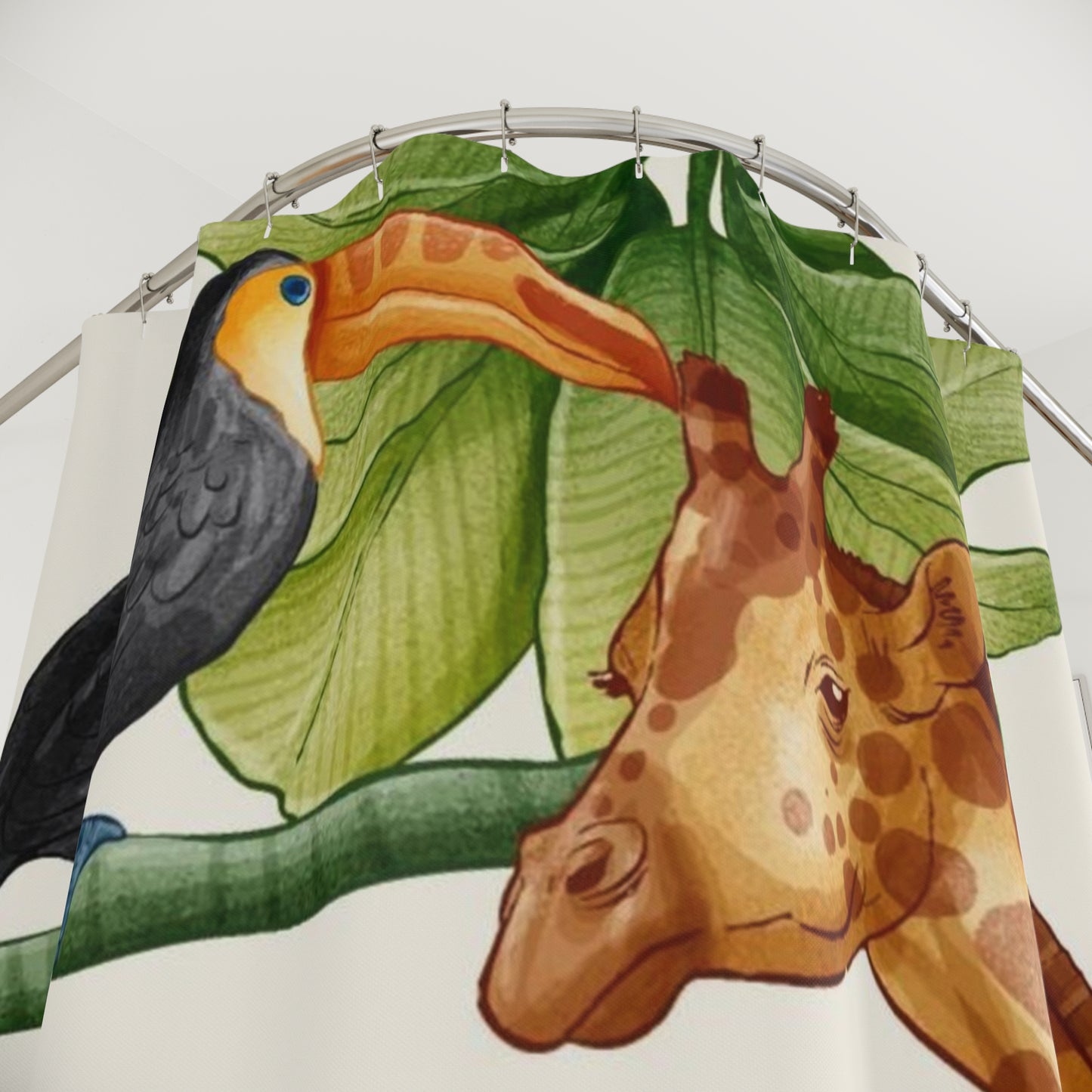 Shower Curtain — Giraffes & Tropical Birds
