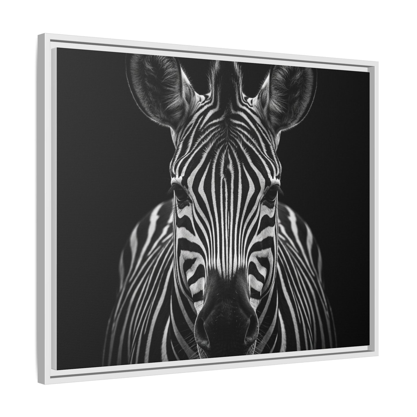 Framed Canvas Print — Zebra In Black