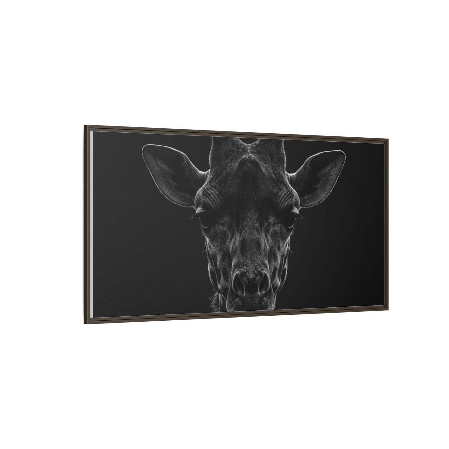 Framed Canvas Print — Giraffe In Black