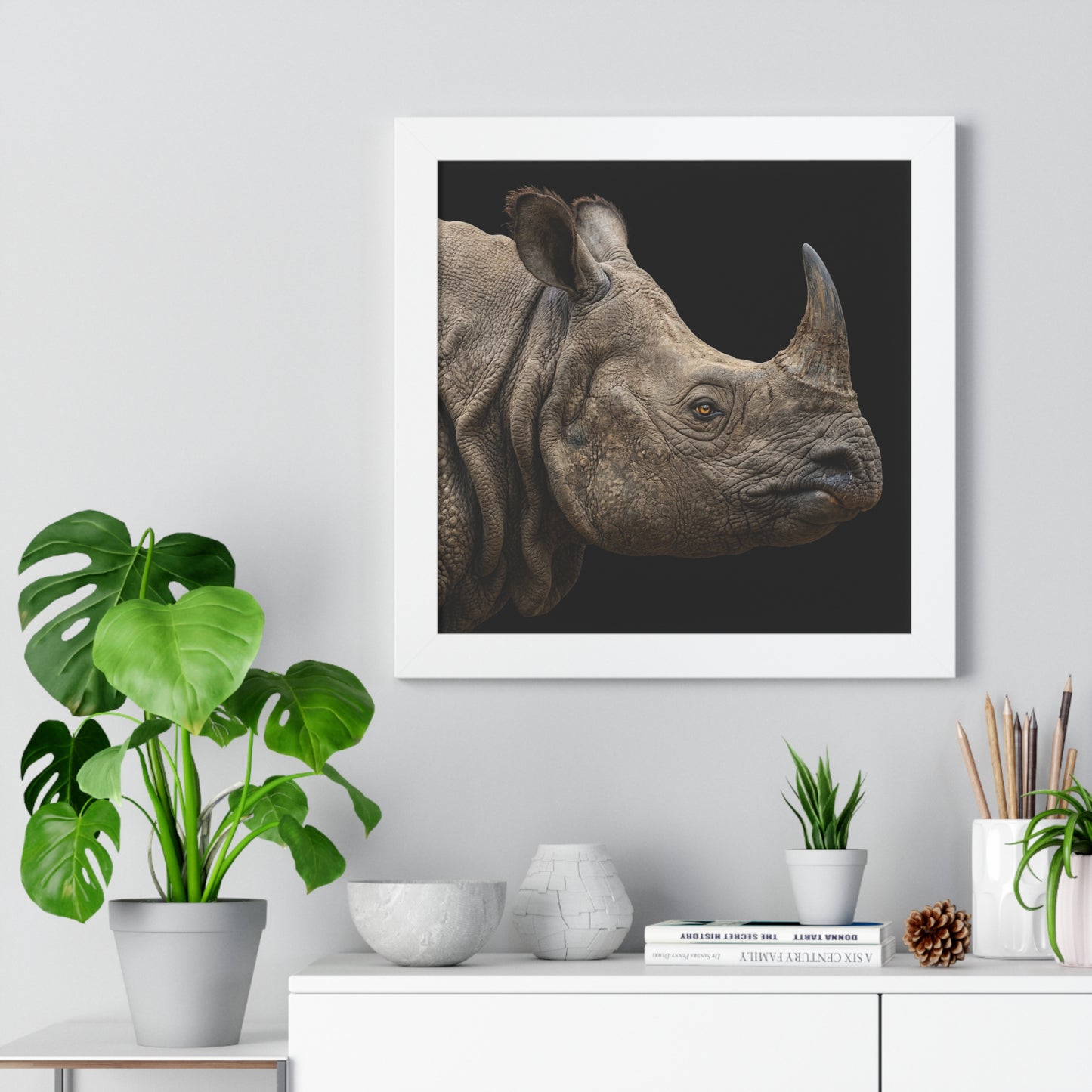 Framed Art Print –  Rhinoceros In Colour