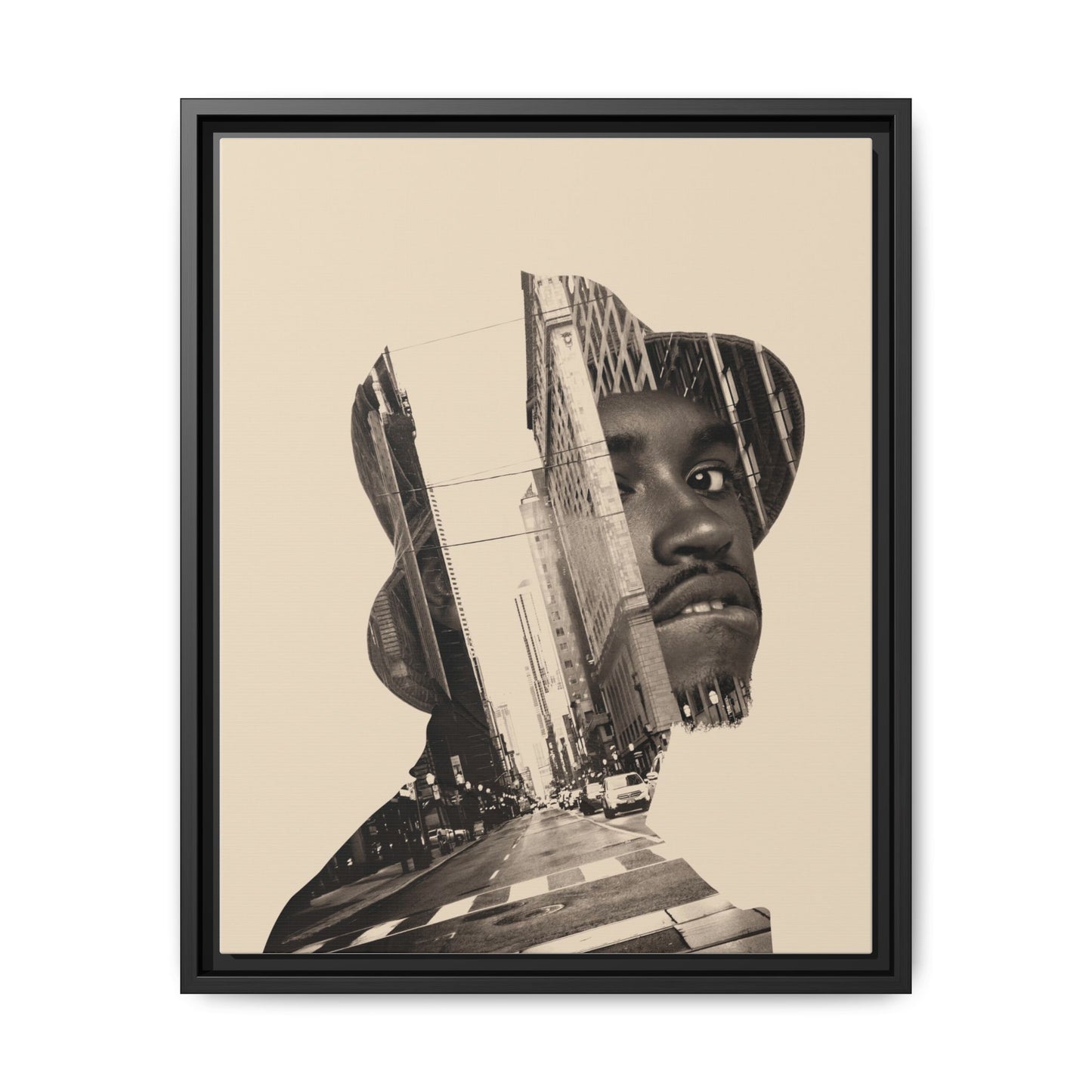 Framed Canvas Print — Young Man With Cap