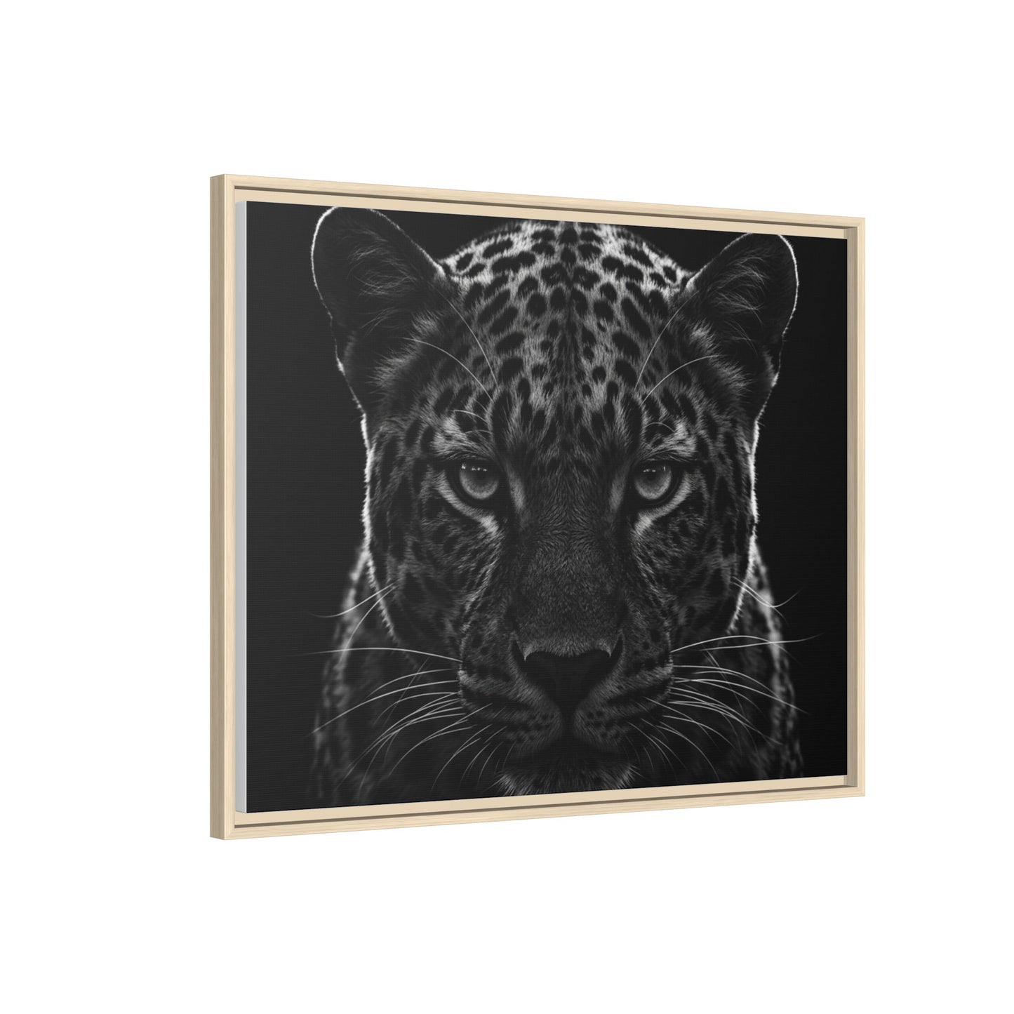 Framed Canvas Print — Leopard In Black