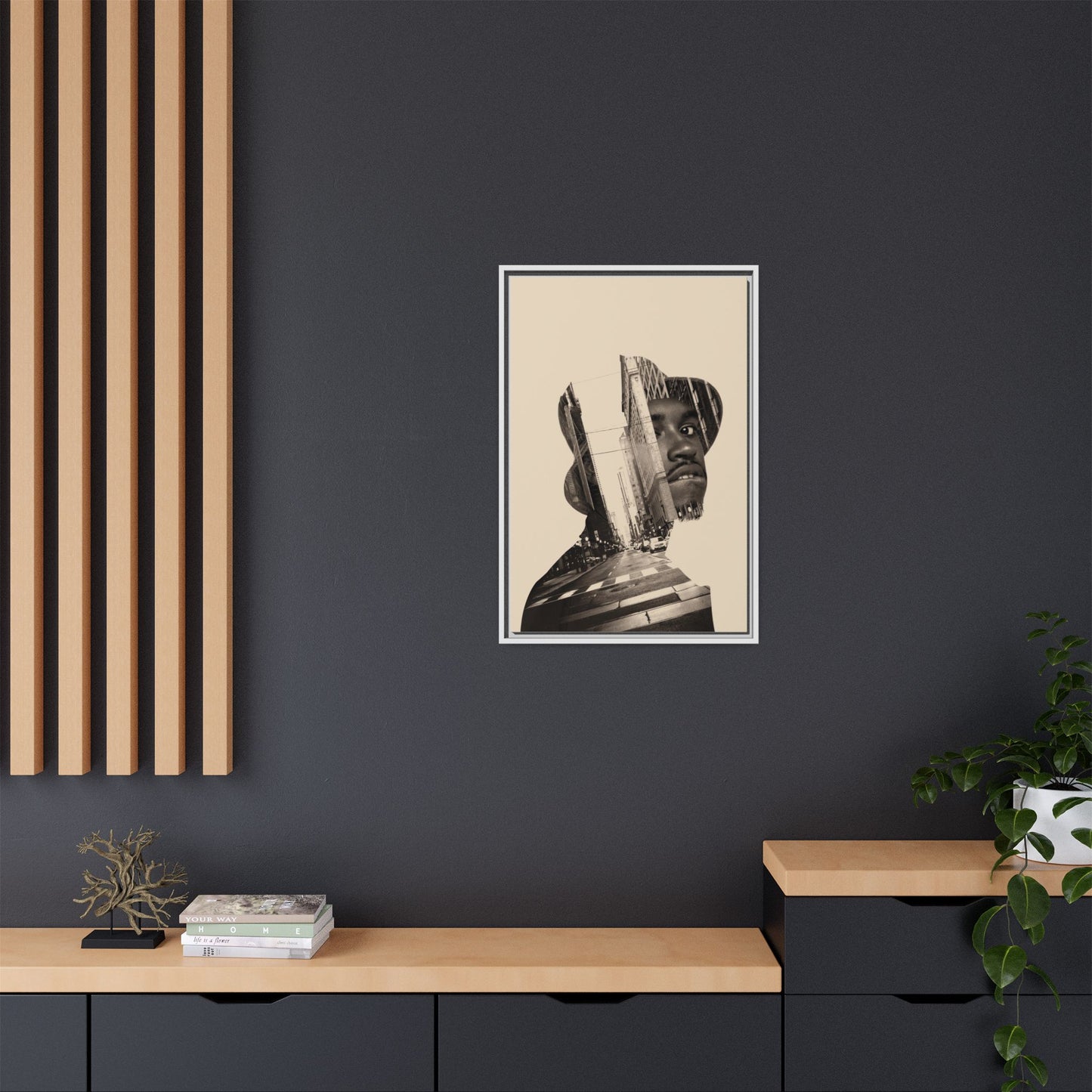 Framed Canvas Print — Young Man With Cap