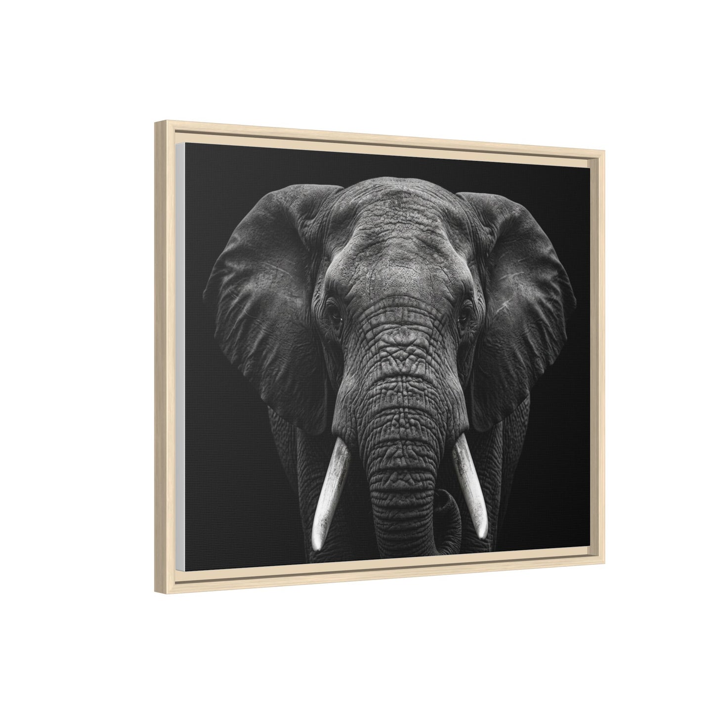 Framed Canvas Print — Elephant In Black