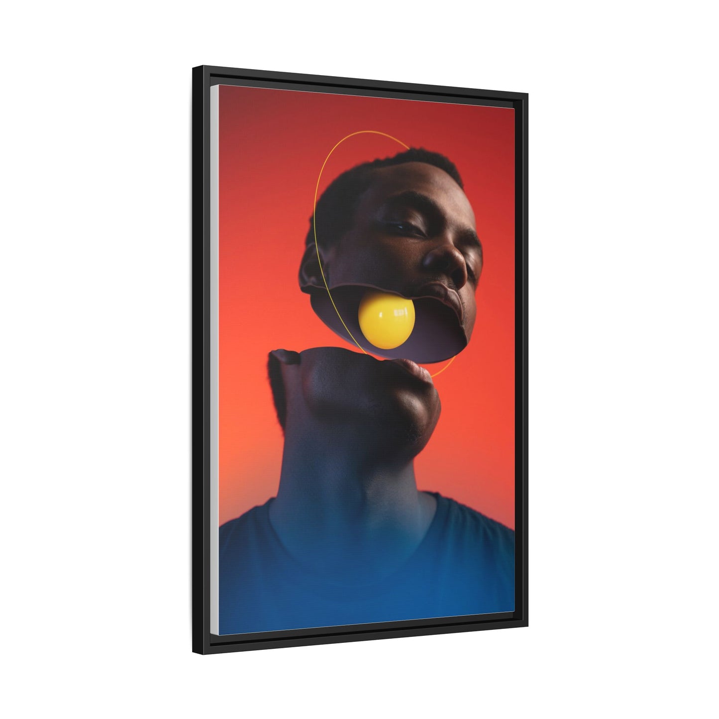 Framed Canvas Print — Floating Face With Yellow Orb