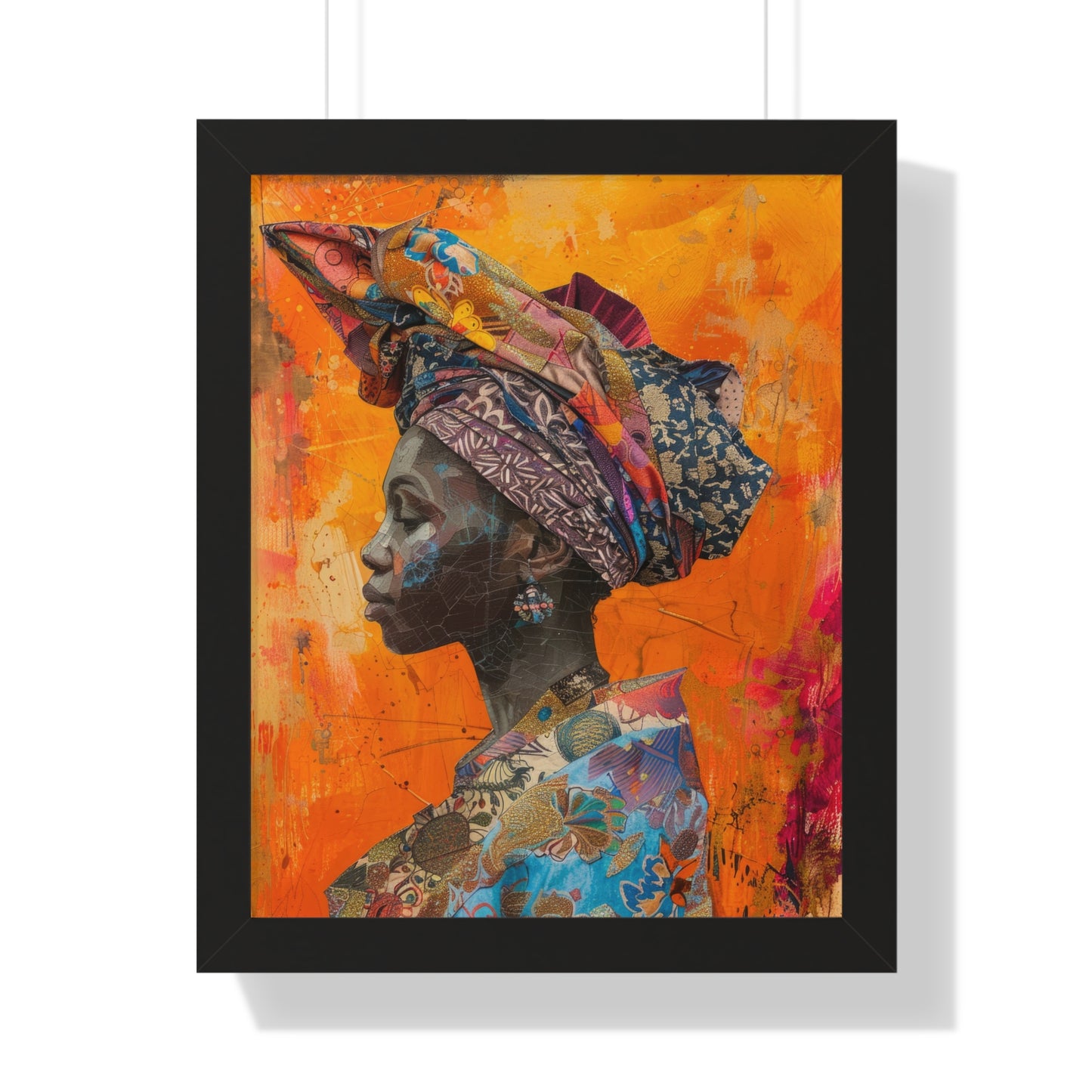 Framed Print — Woman Wearing Colourful Head Scarf