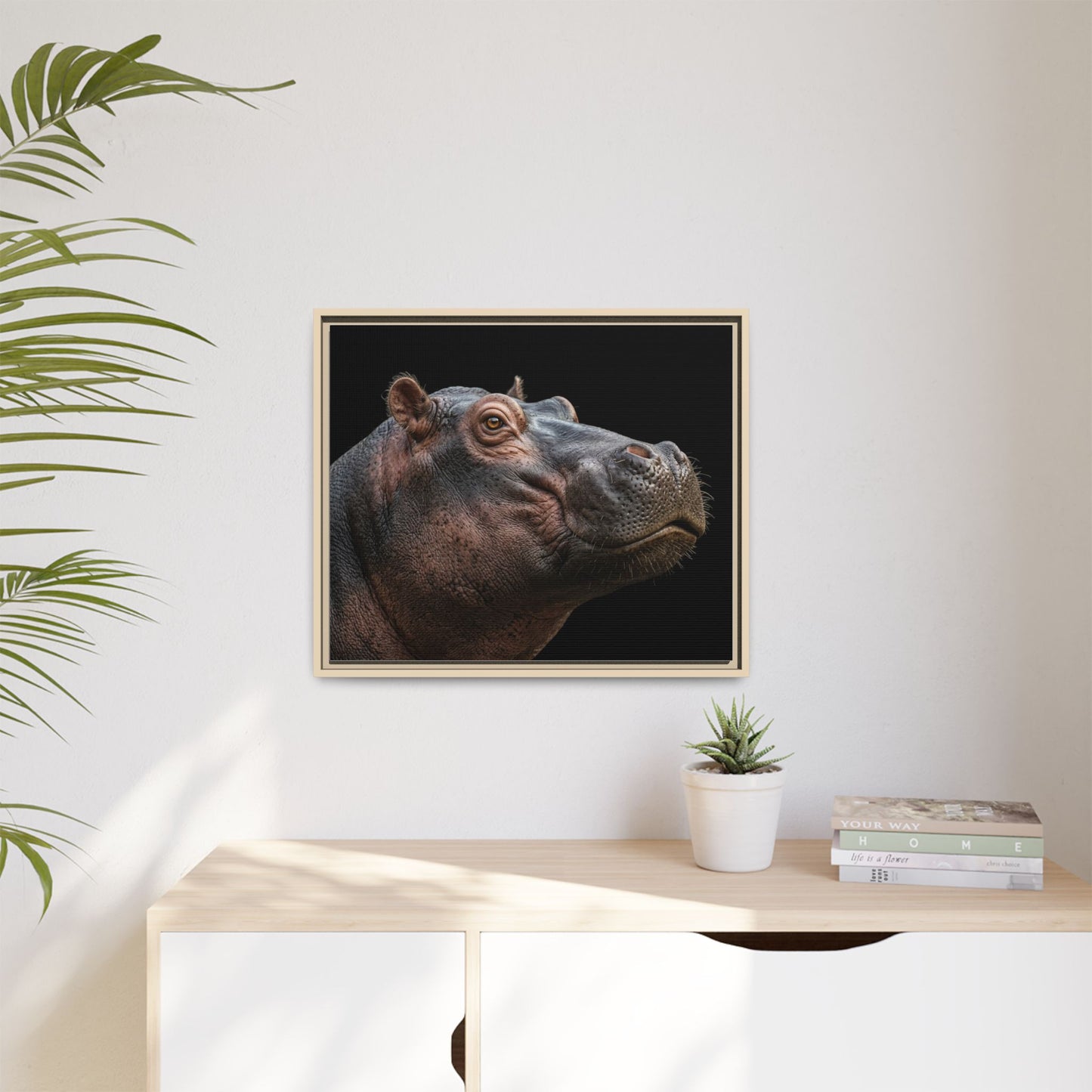 Framed Canvas Print — Hippopotamos In Colour