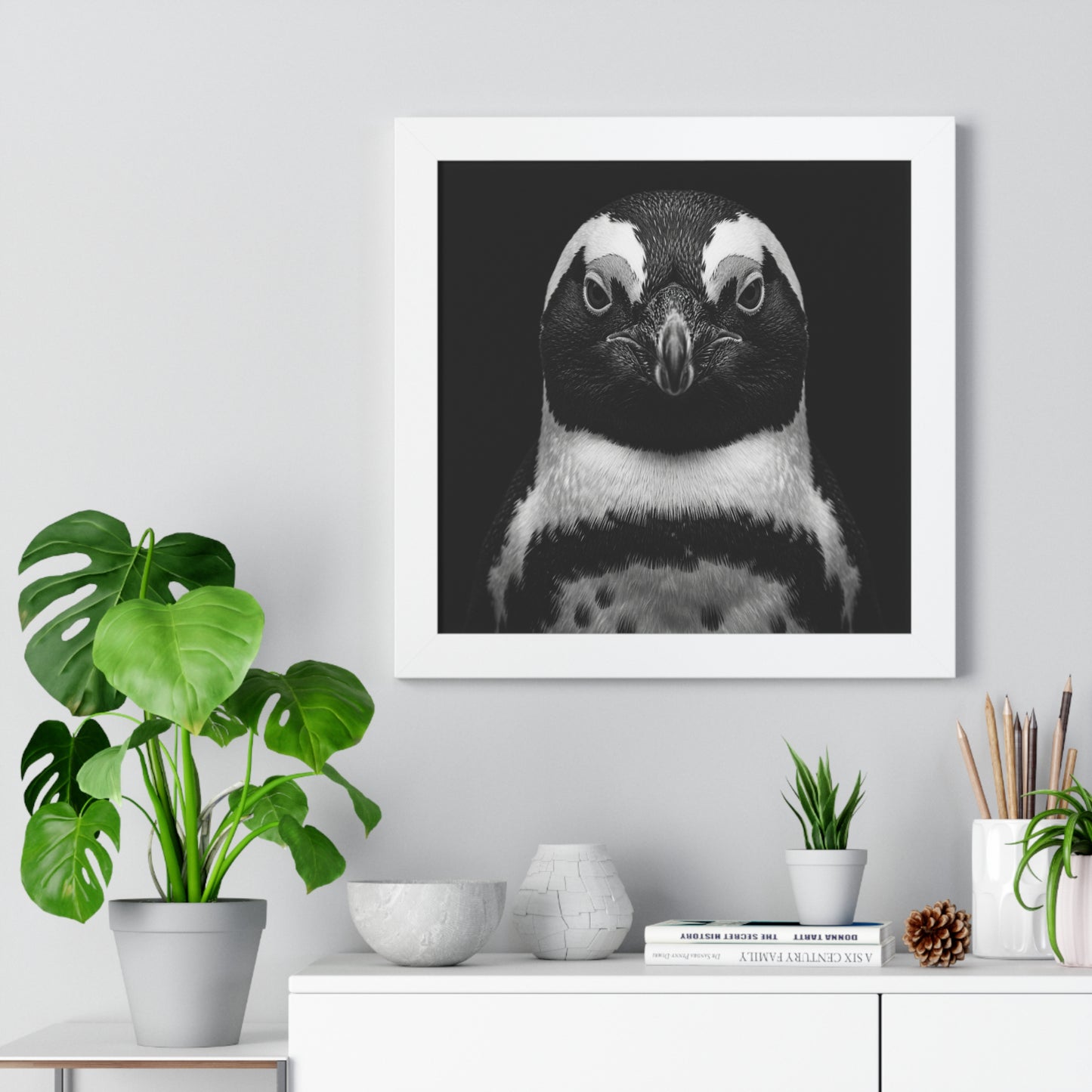 Framed Art Print – Afrikan Penguin In Black