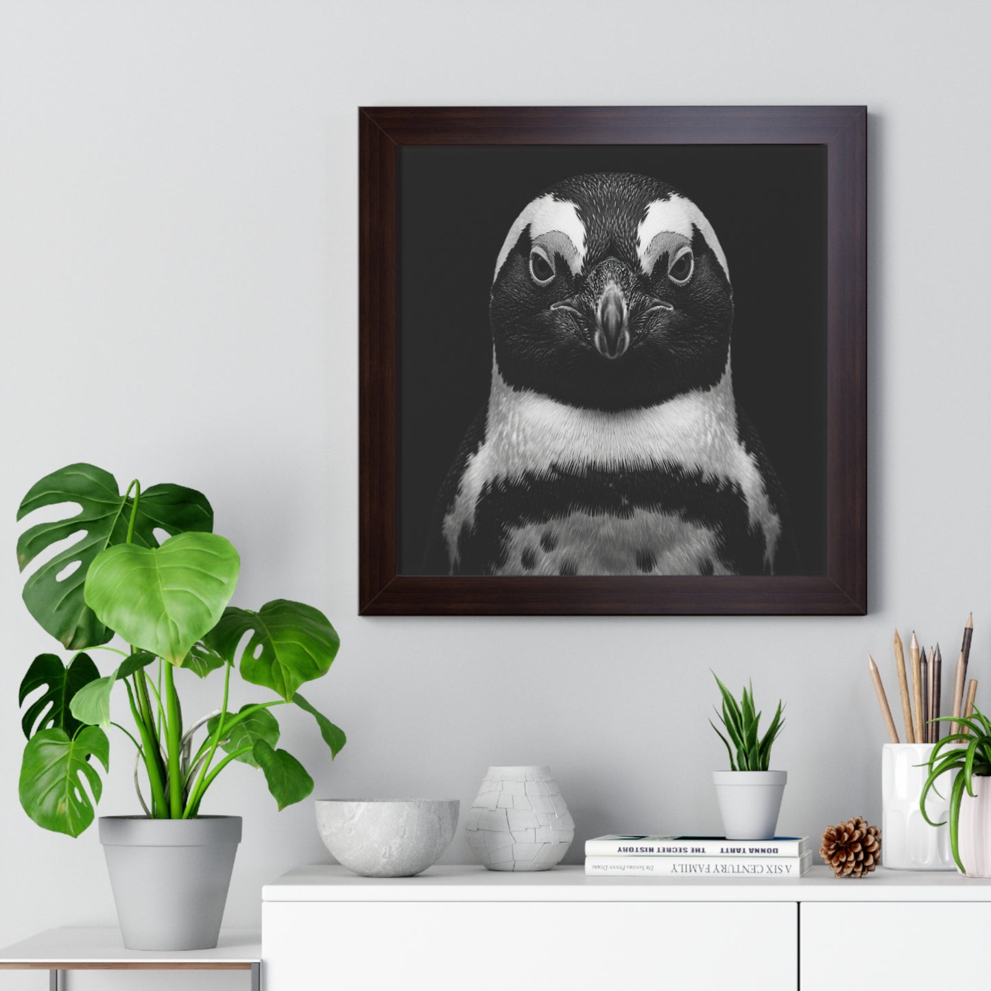 Framed Art Print – Afrikan Penguin In Black
