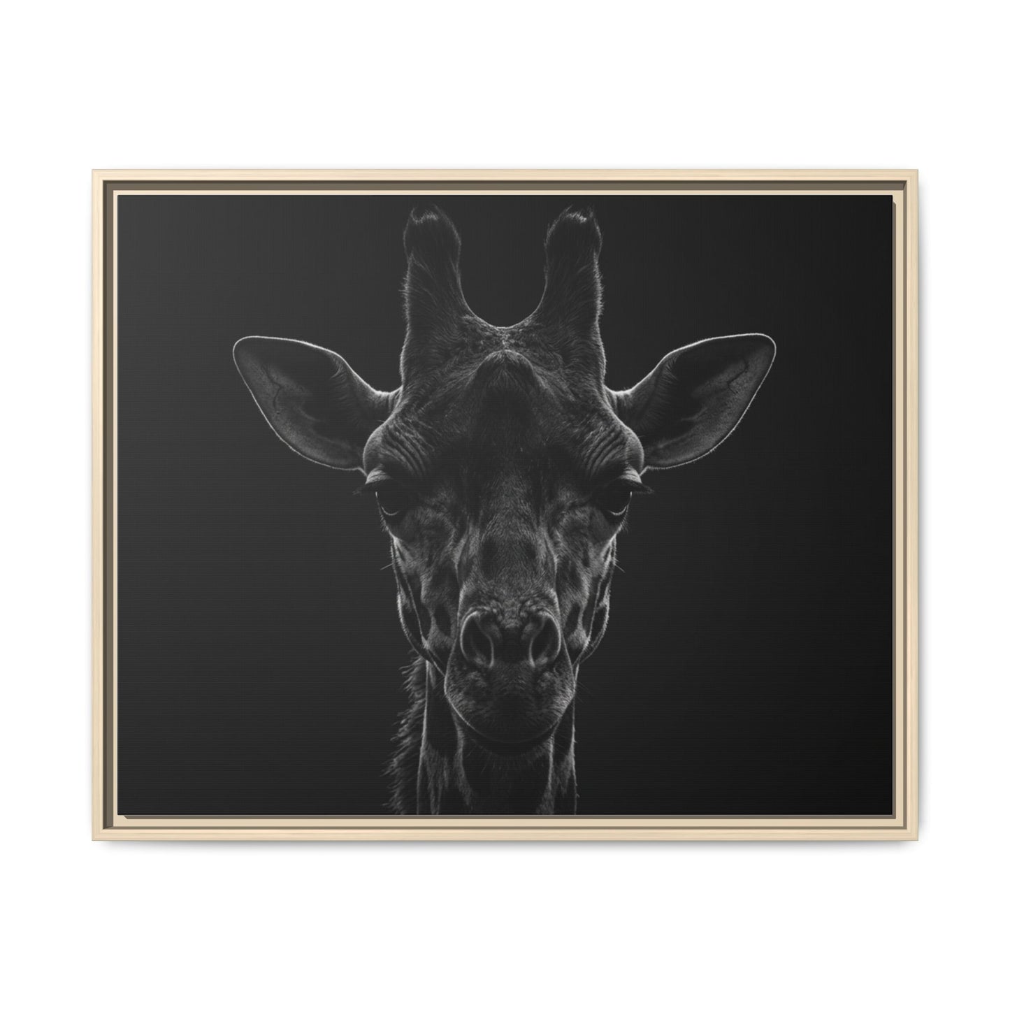 Framed Canvas Print — Giraffe In Black