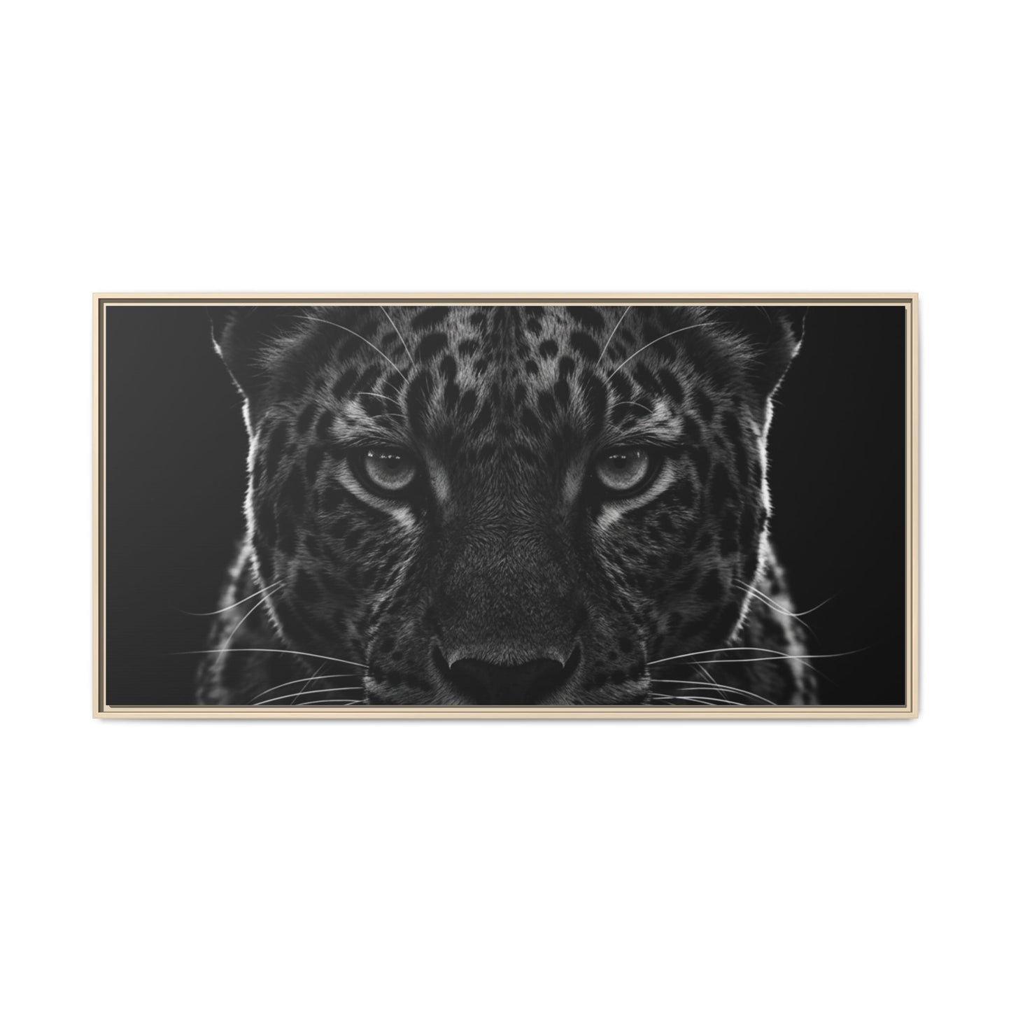 Framed Canvas Print — Leopard In Black