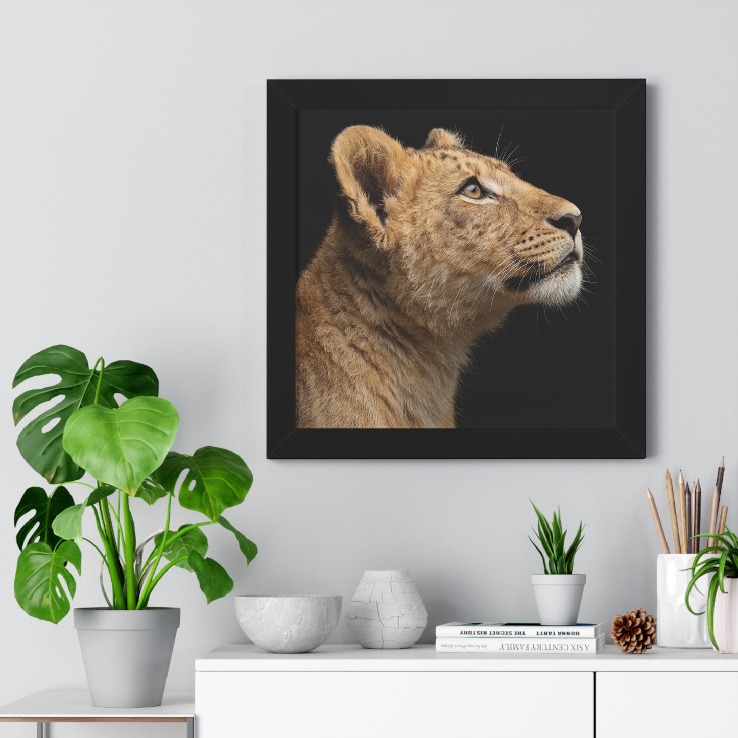 Framed Art Print – Lion Cub In Colour