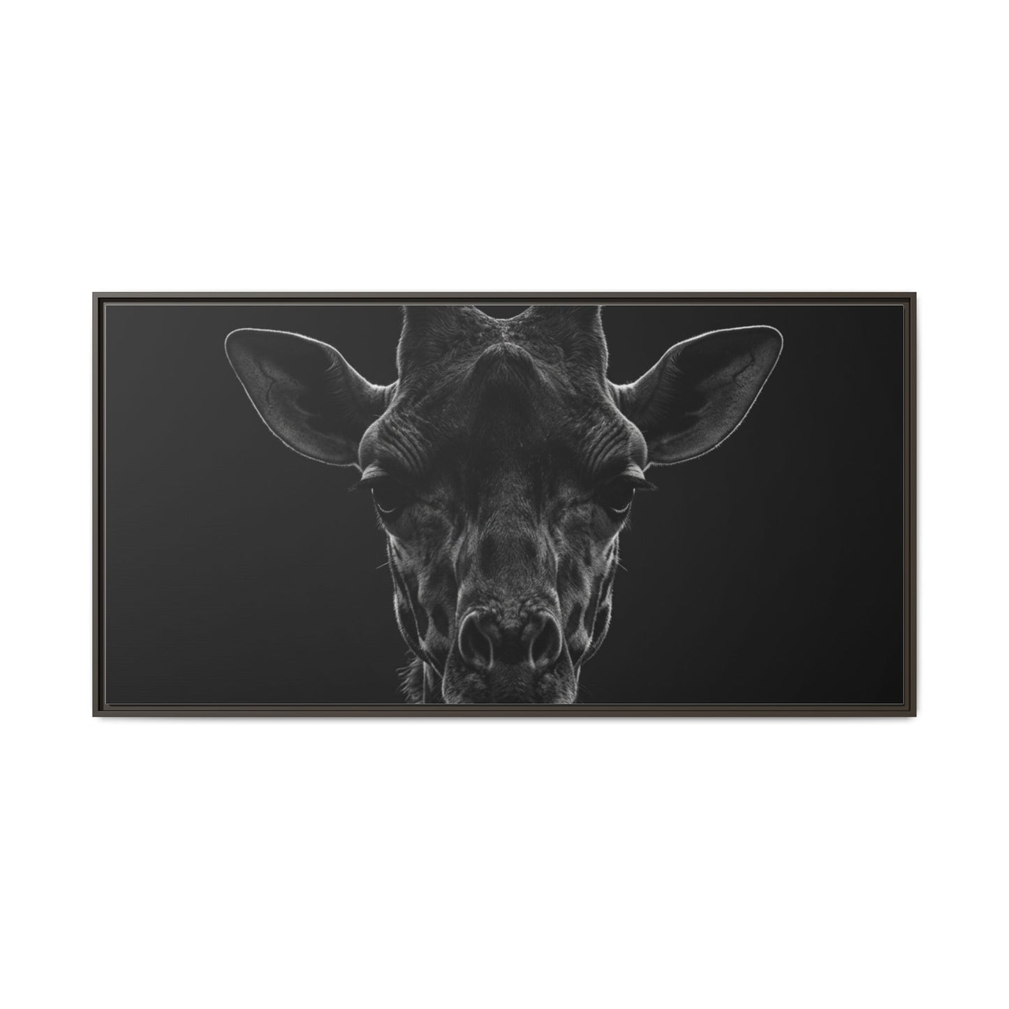 Framed Canvas Print — Giraffe In Black