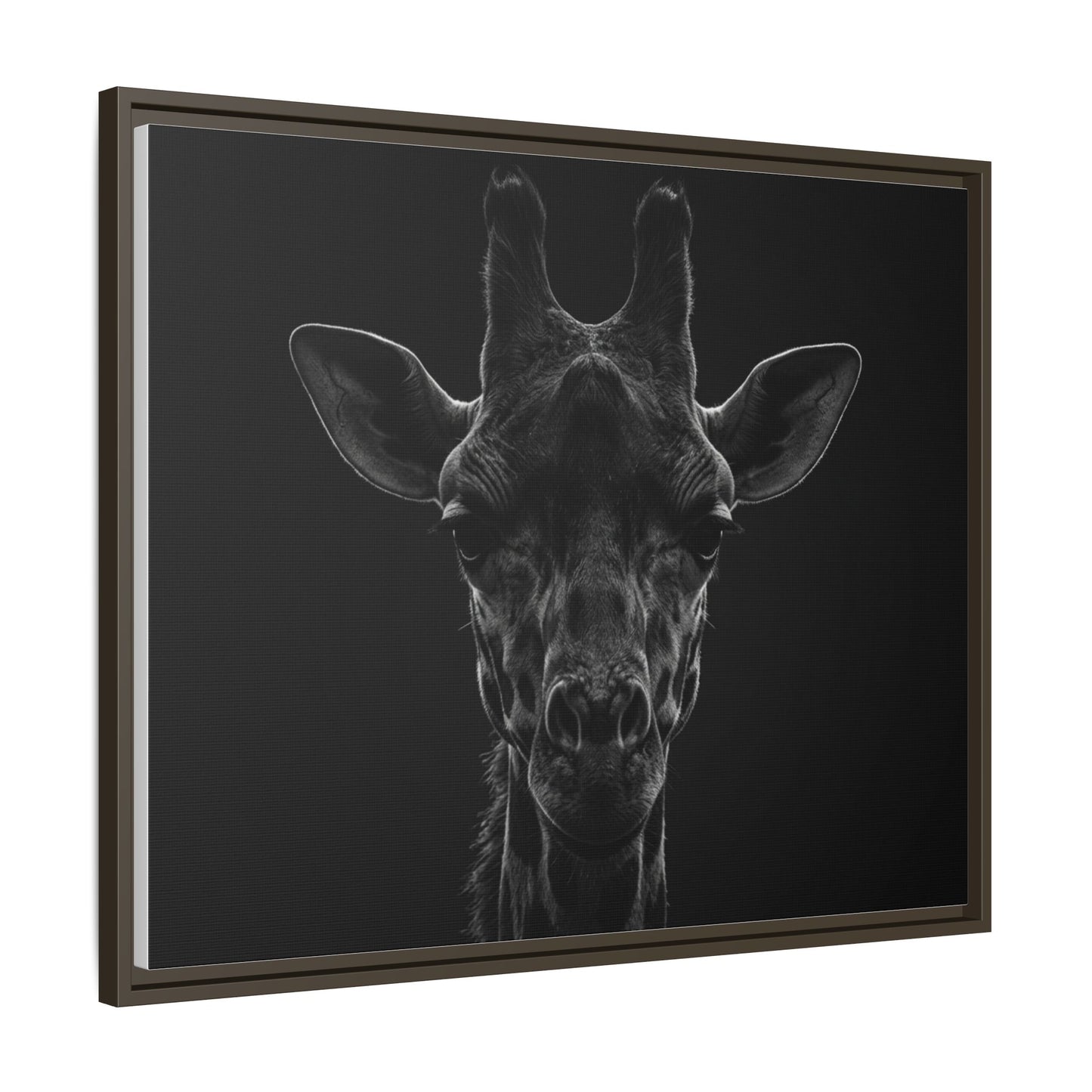 Framed Canvas Print — Giraffe In Black