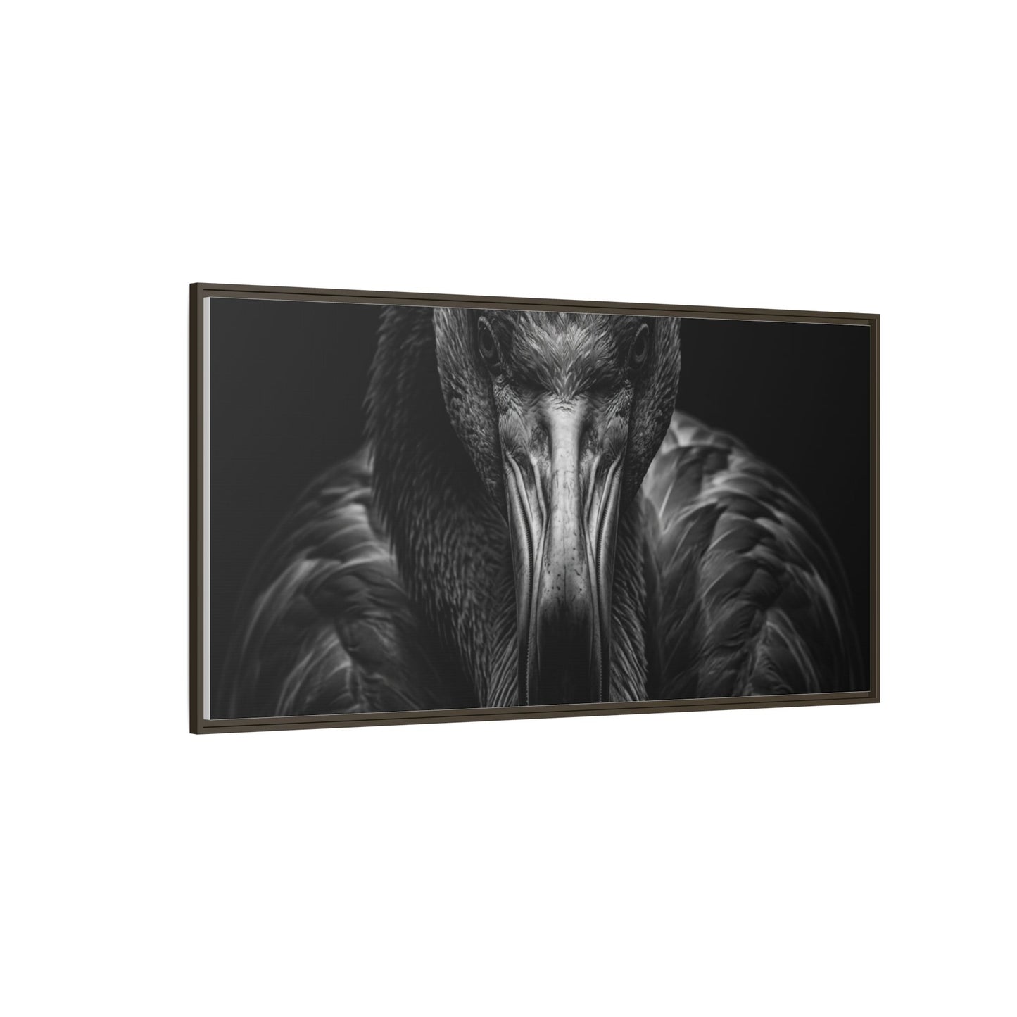 Framed Canvas Print — Flamingo In Black