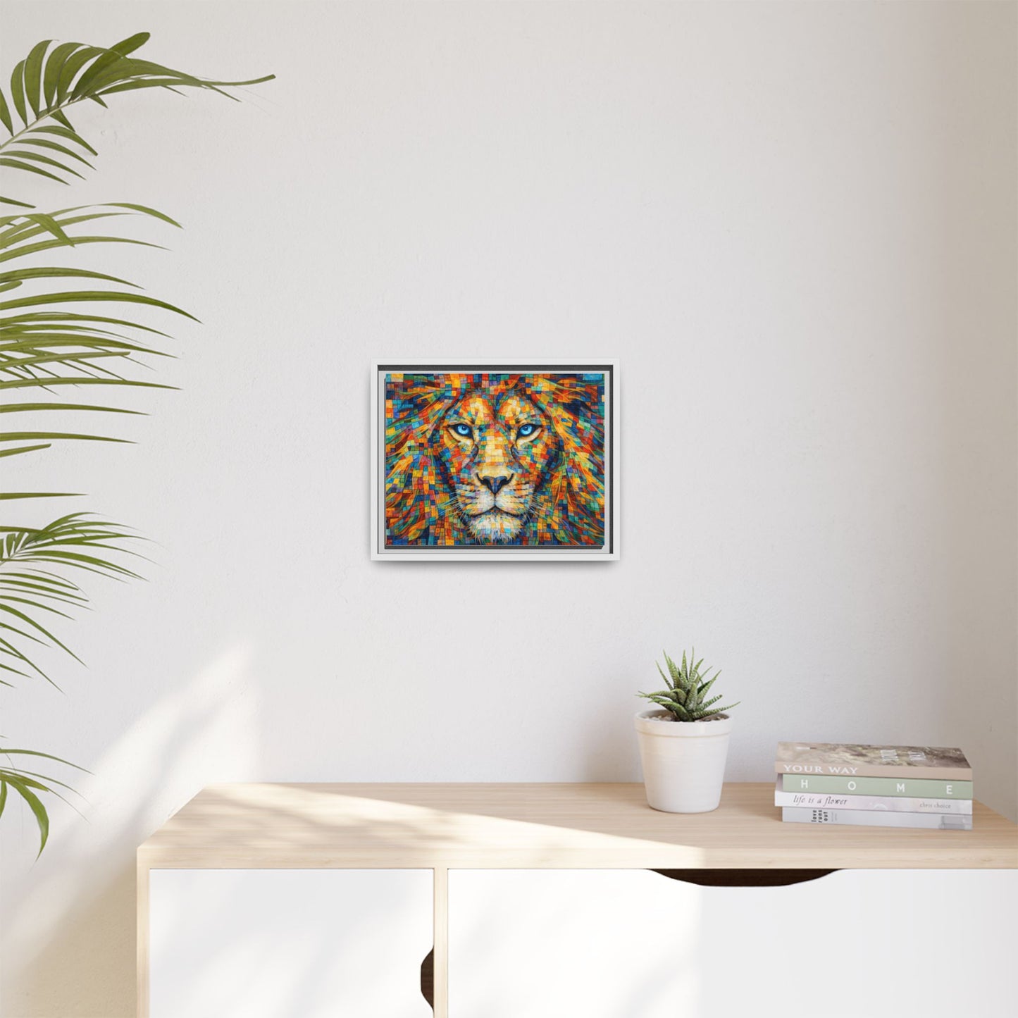 Framed Canvas Print — Lion's Gaze
