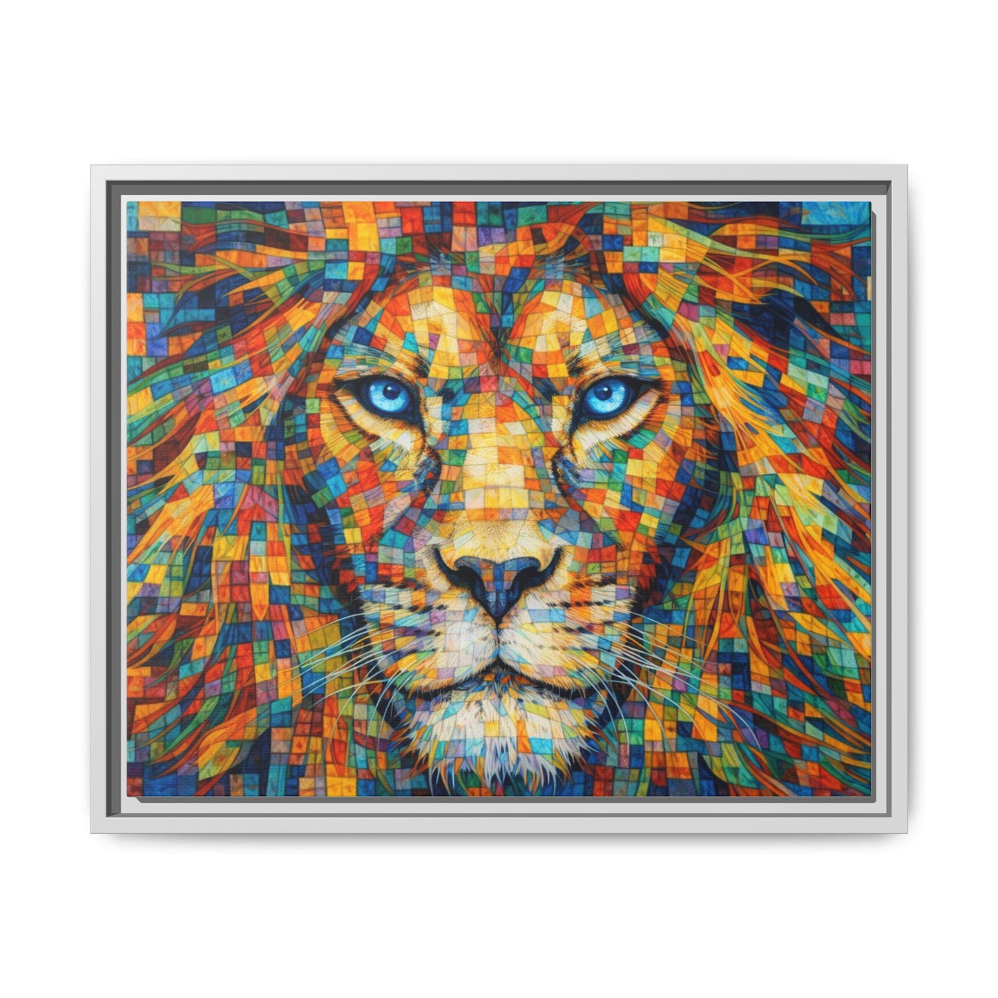 Framed Canvas Print — Lion's Gaze