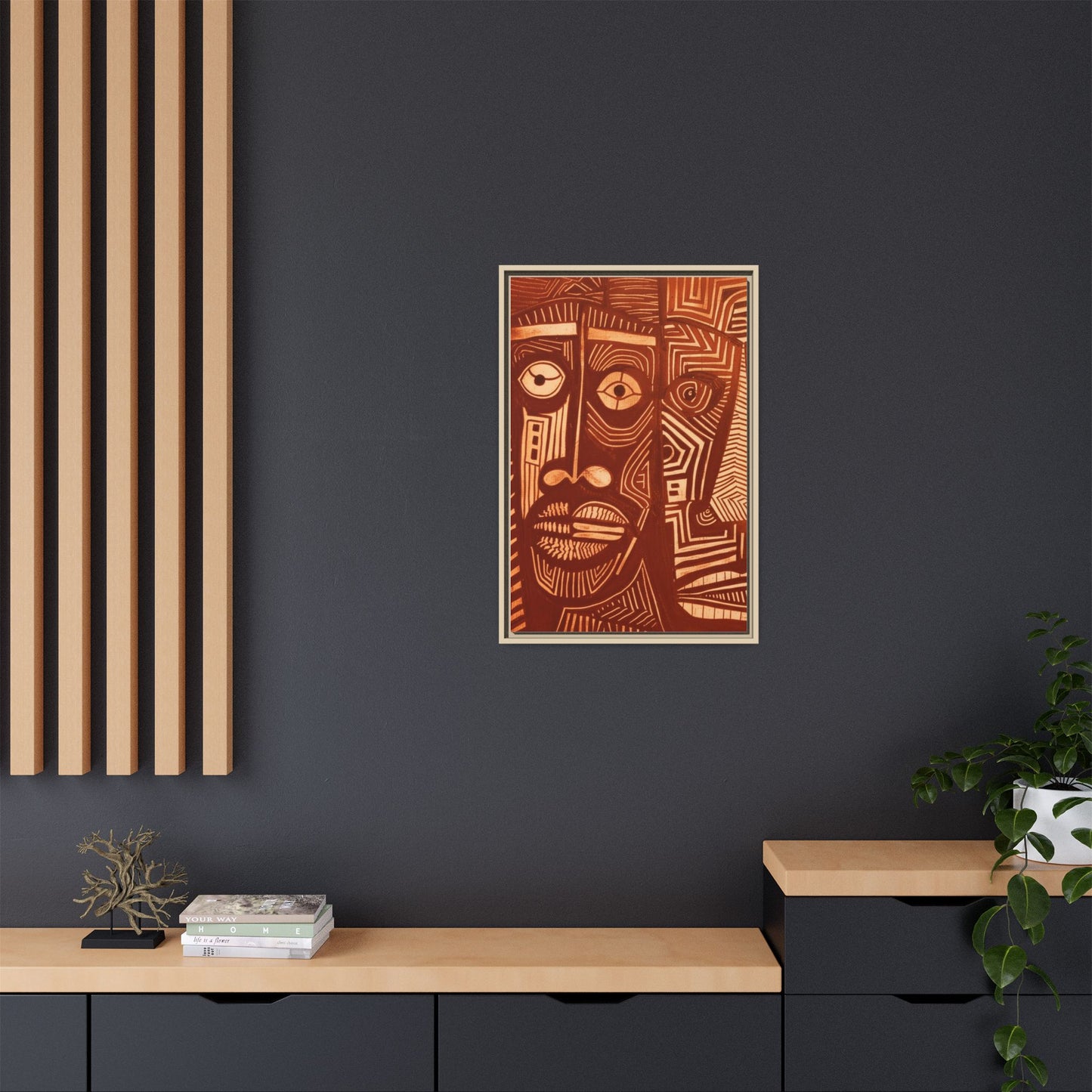 Framed Canvas Print — Abstract Faces No. 4
