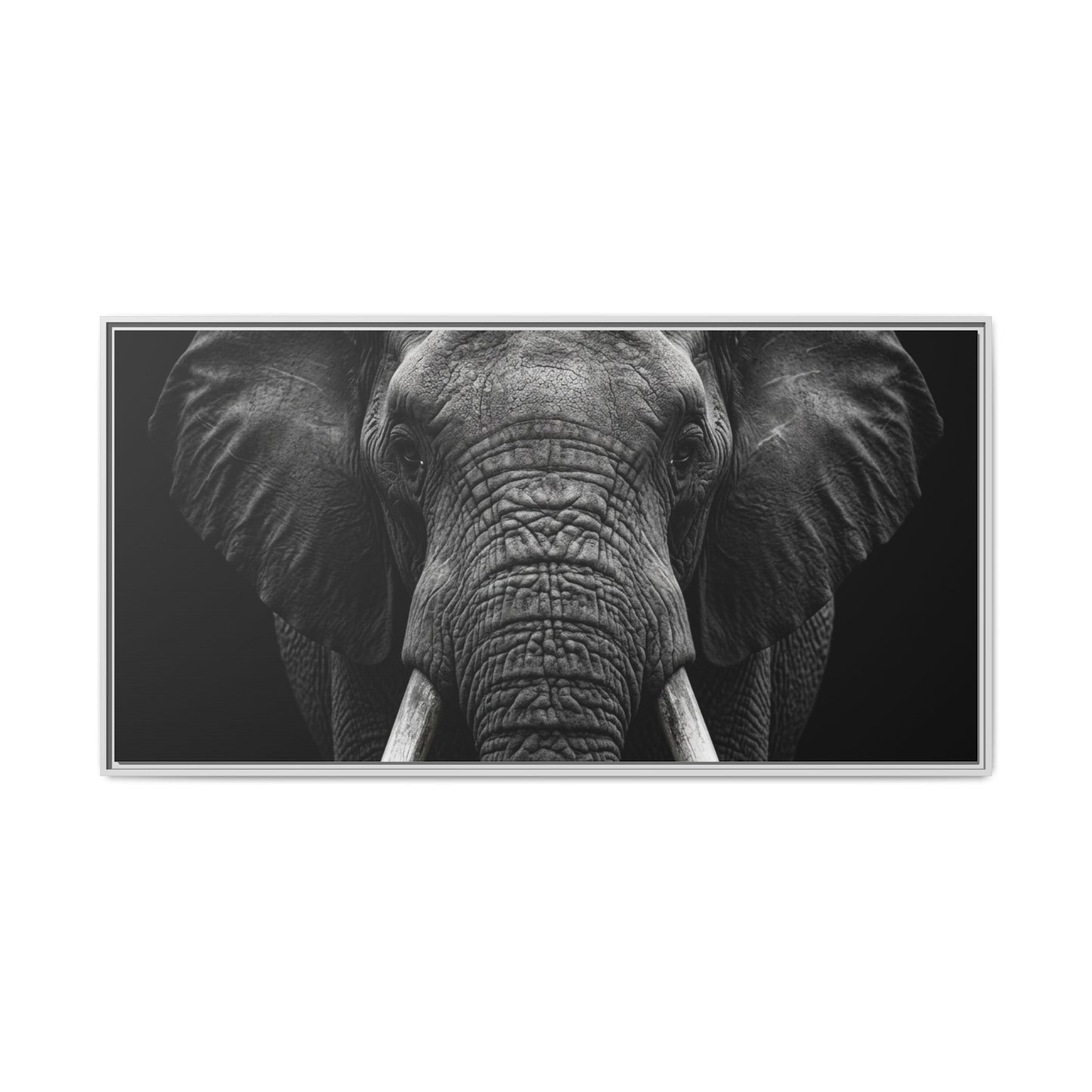 Framed Canvas Print — Elephant In Black