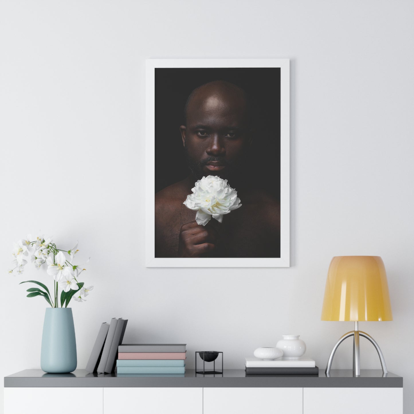 Framed Print — Portrait of Man with Flower No. 1