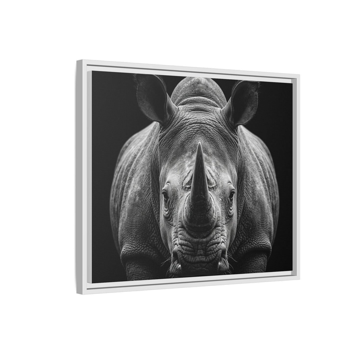 Framed Canvas Print — Rhinoceros In Black