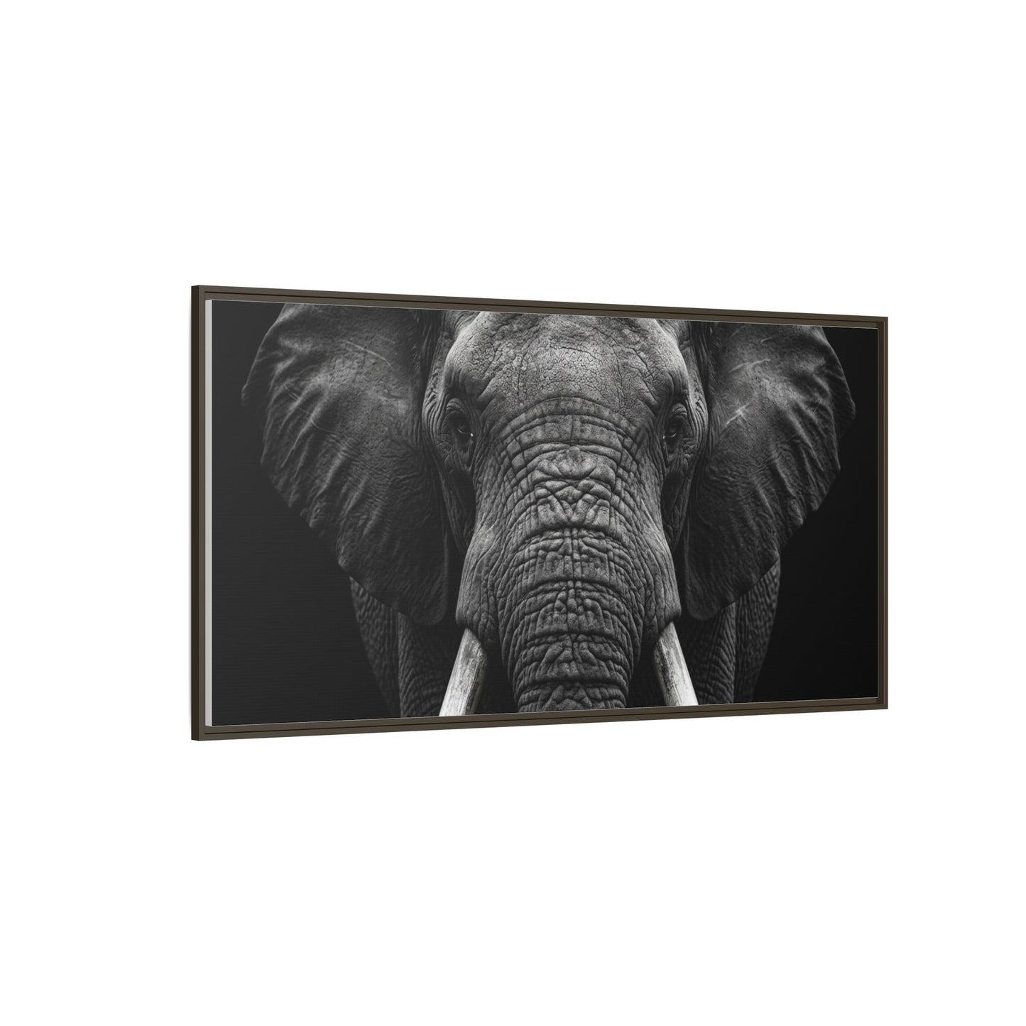 Framed Canvas Print — Elephant In Black