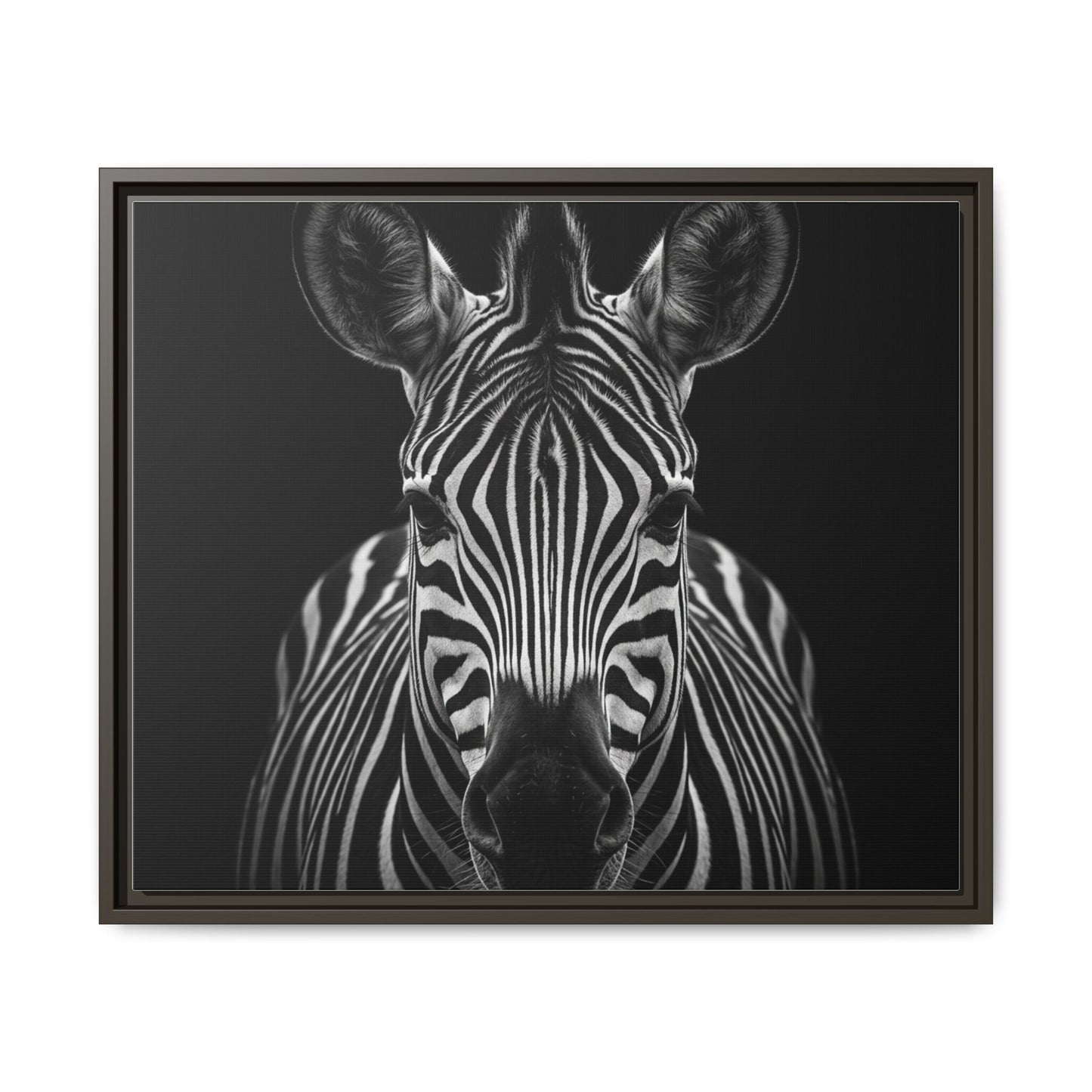 Framed Canvas Print — Zebra In Black