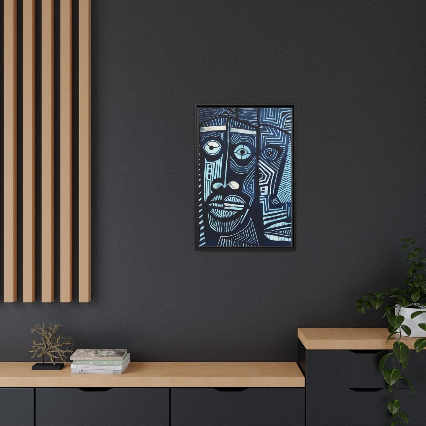 Framed Canvas Print — Abstract Faces No. 4