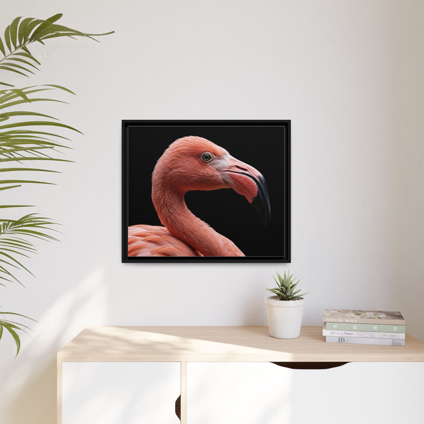 Framed Canvas Print — Flamingo In Colour