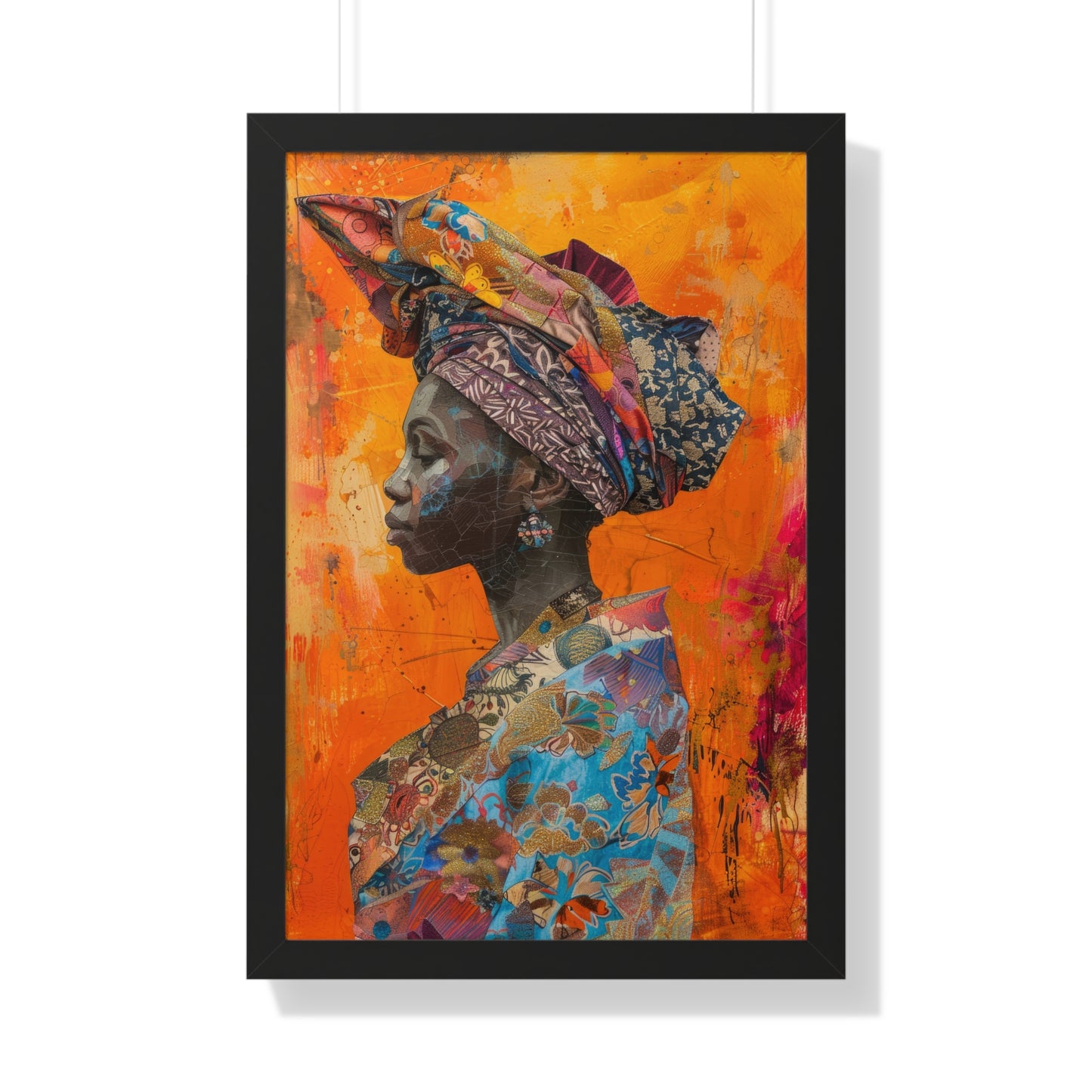 Framed Print — Woman Wearing Colourful Head Scarf
