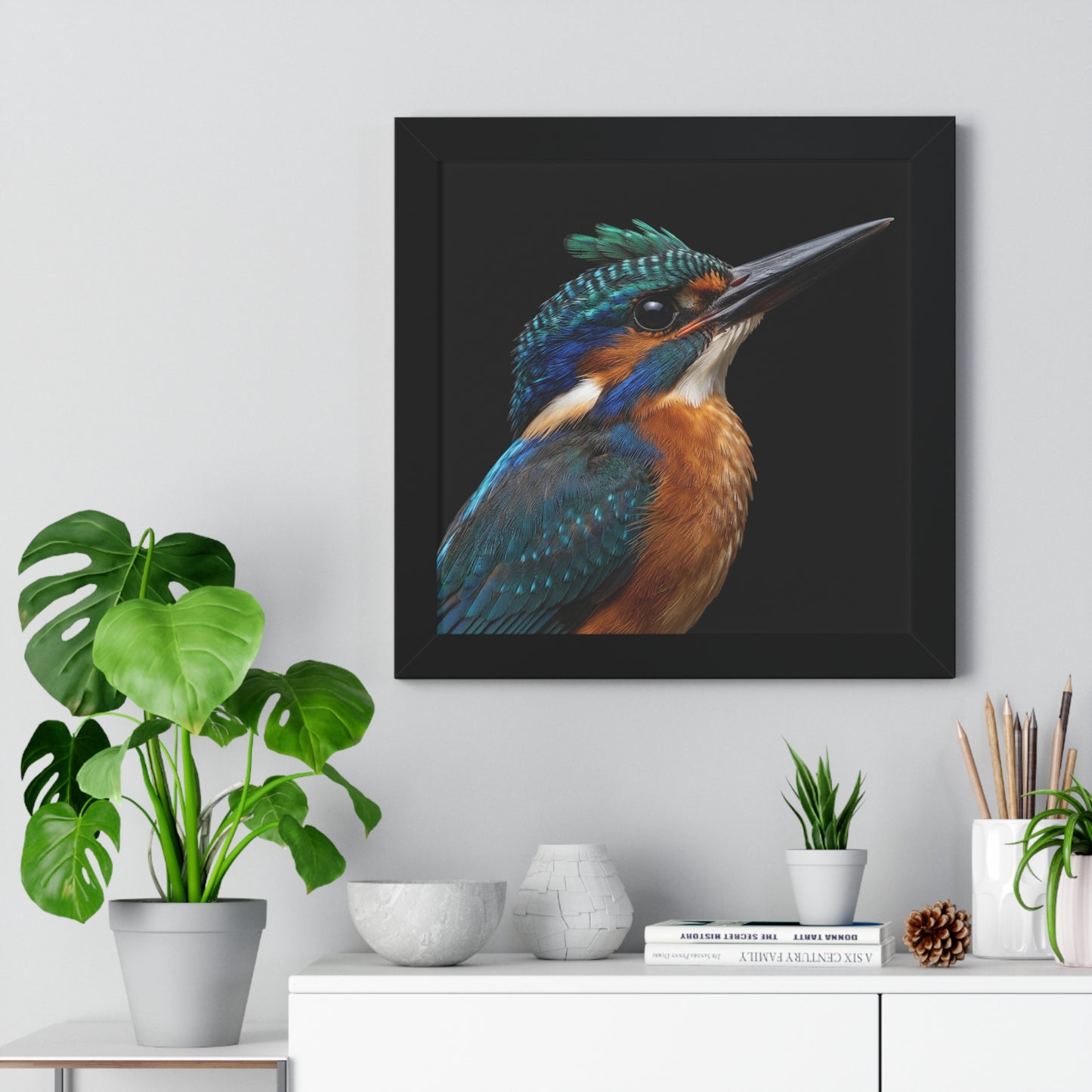 Framed Art Print – Malachite Kingfisher In Colour
