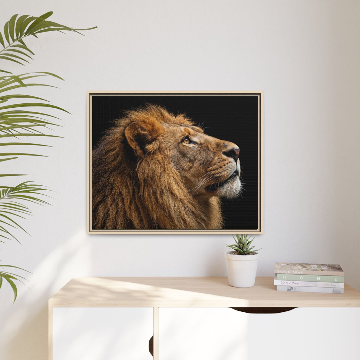 Framed Canvas Print — Lion In Colour