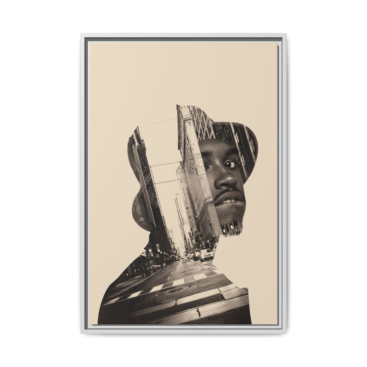 Framed Canvas Print — Young Man With Cap