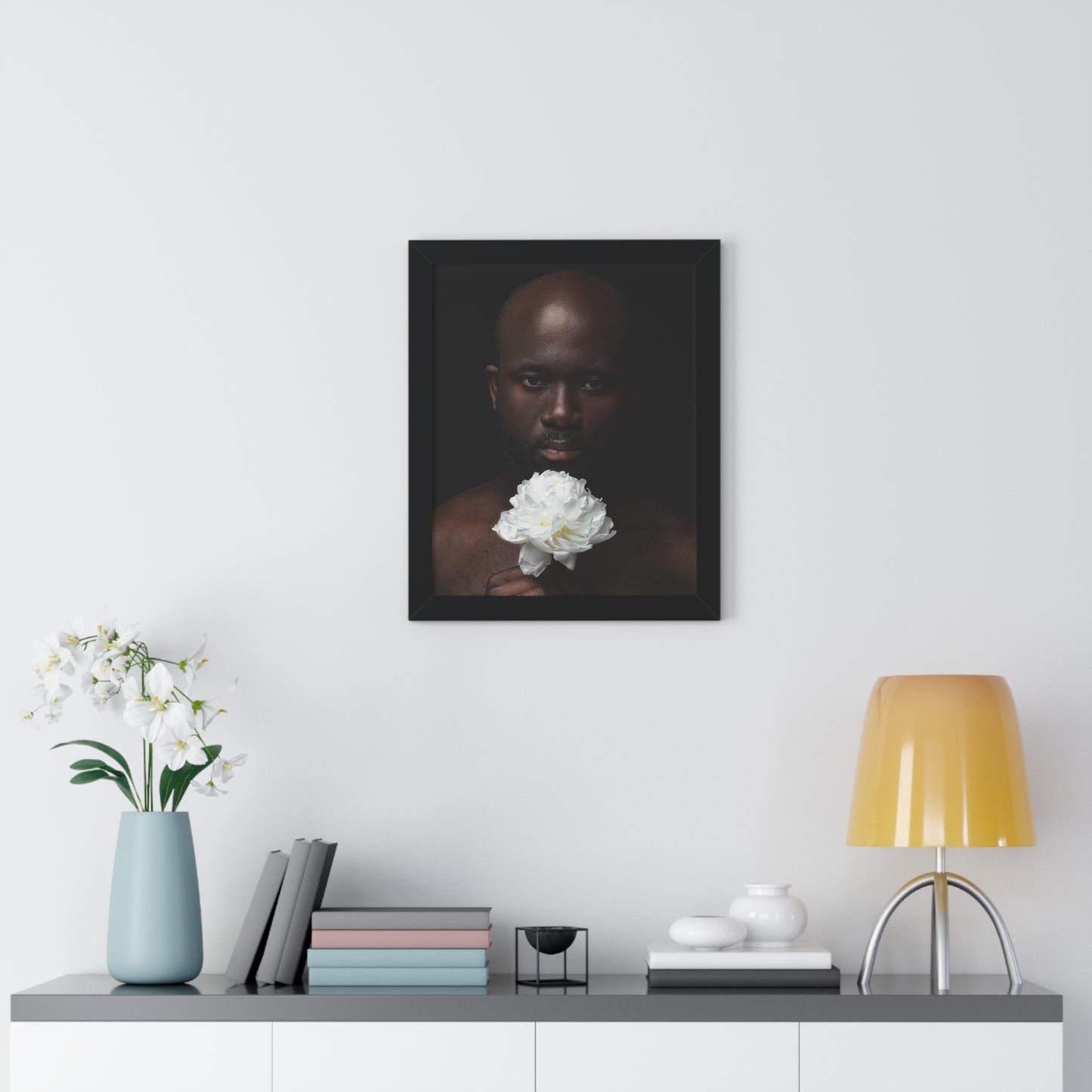 Framed Print — Portrait of Man with Flower No. 1